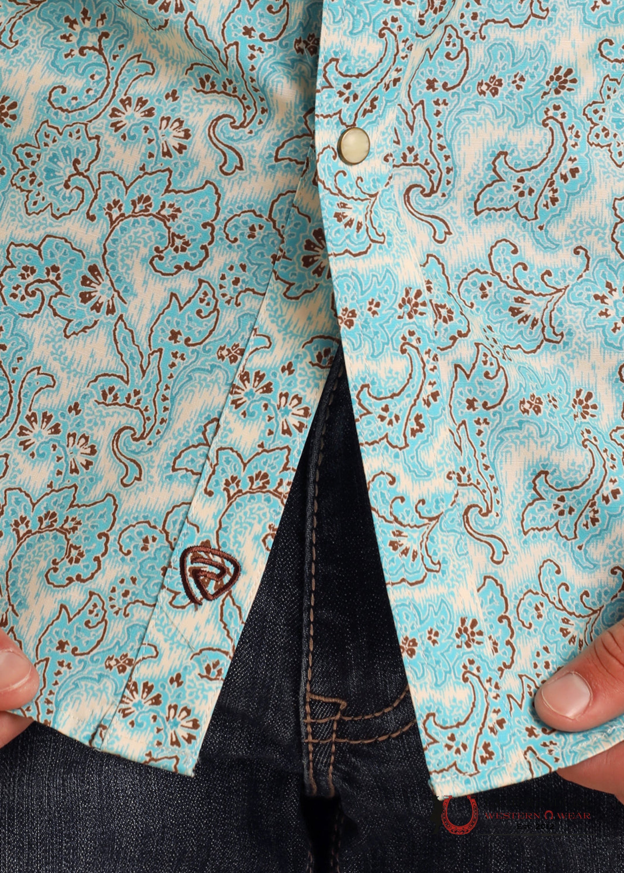 ROCK&ROLL Bright Turquoise Paisley Long Sleeve With Floral Print - BMN2S05850 ROPA HOMBRES