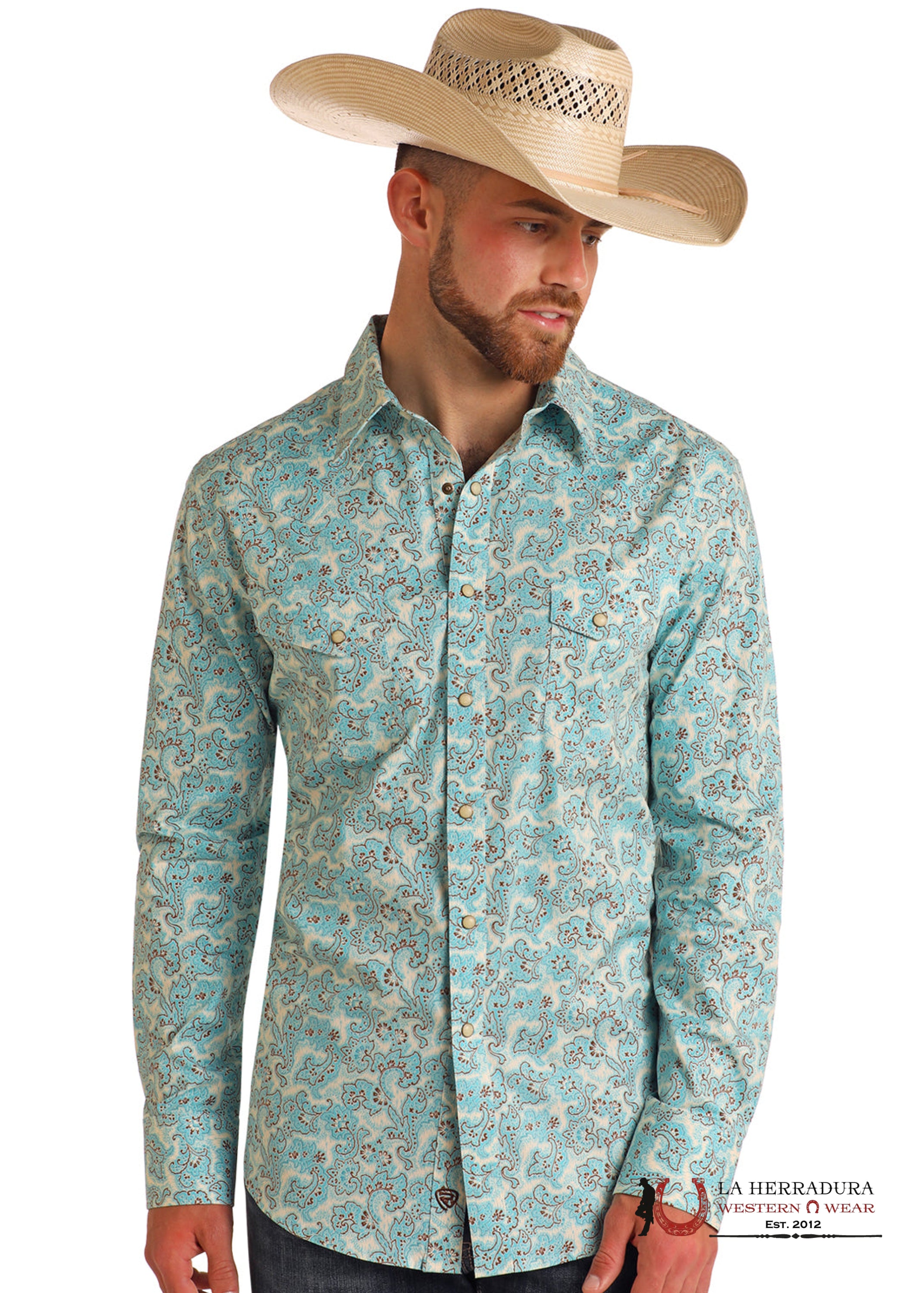 ROCK&ROLL Bright Turquoise Paisley Long Sleeve With Floral Print - BMN2S05850 ROPA HOMBRES