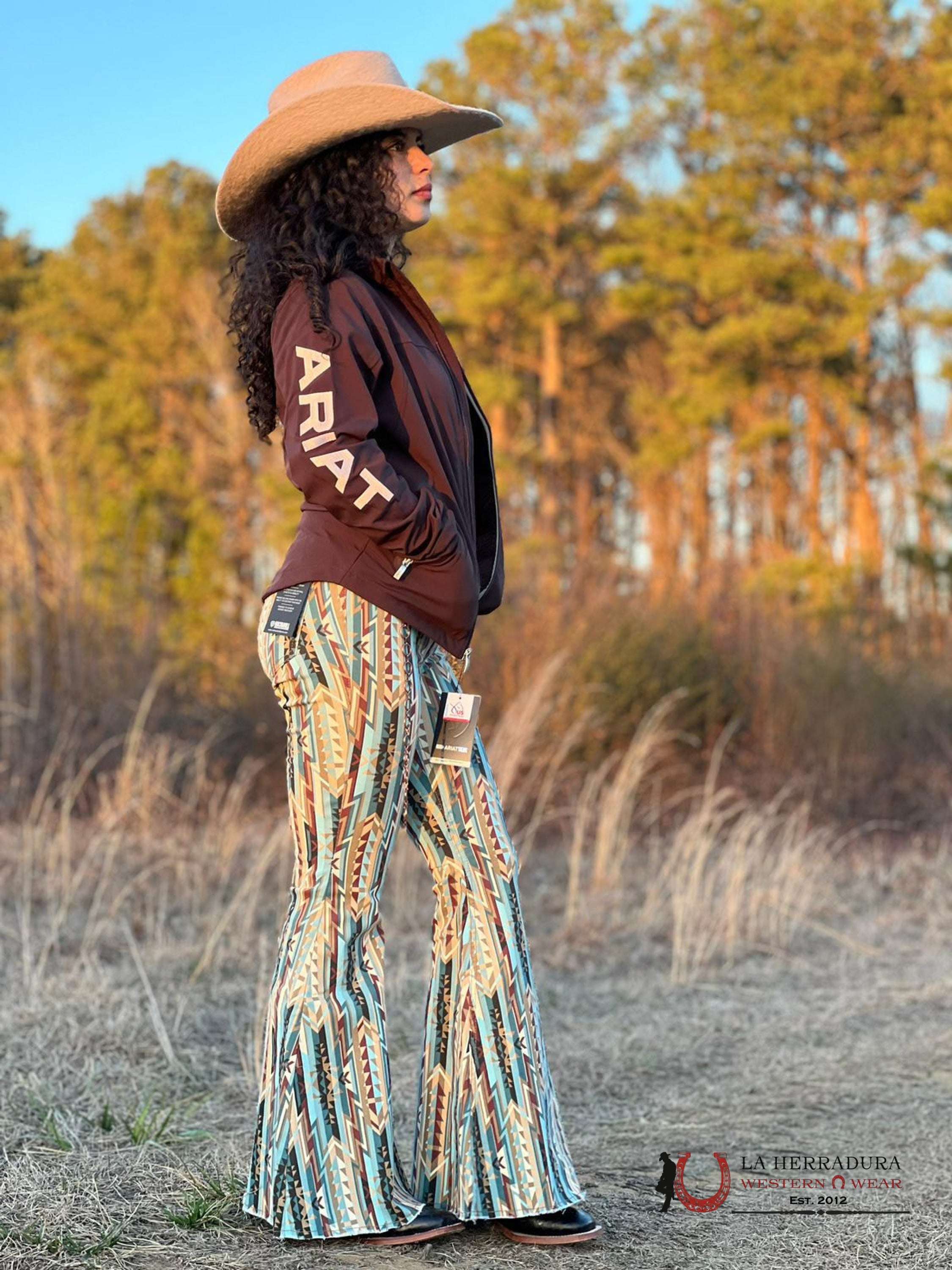 Rock&Roll Blue/Yellow Aztec Flare Jeans - 3043 Jeans Women