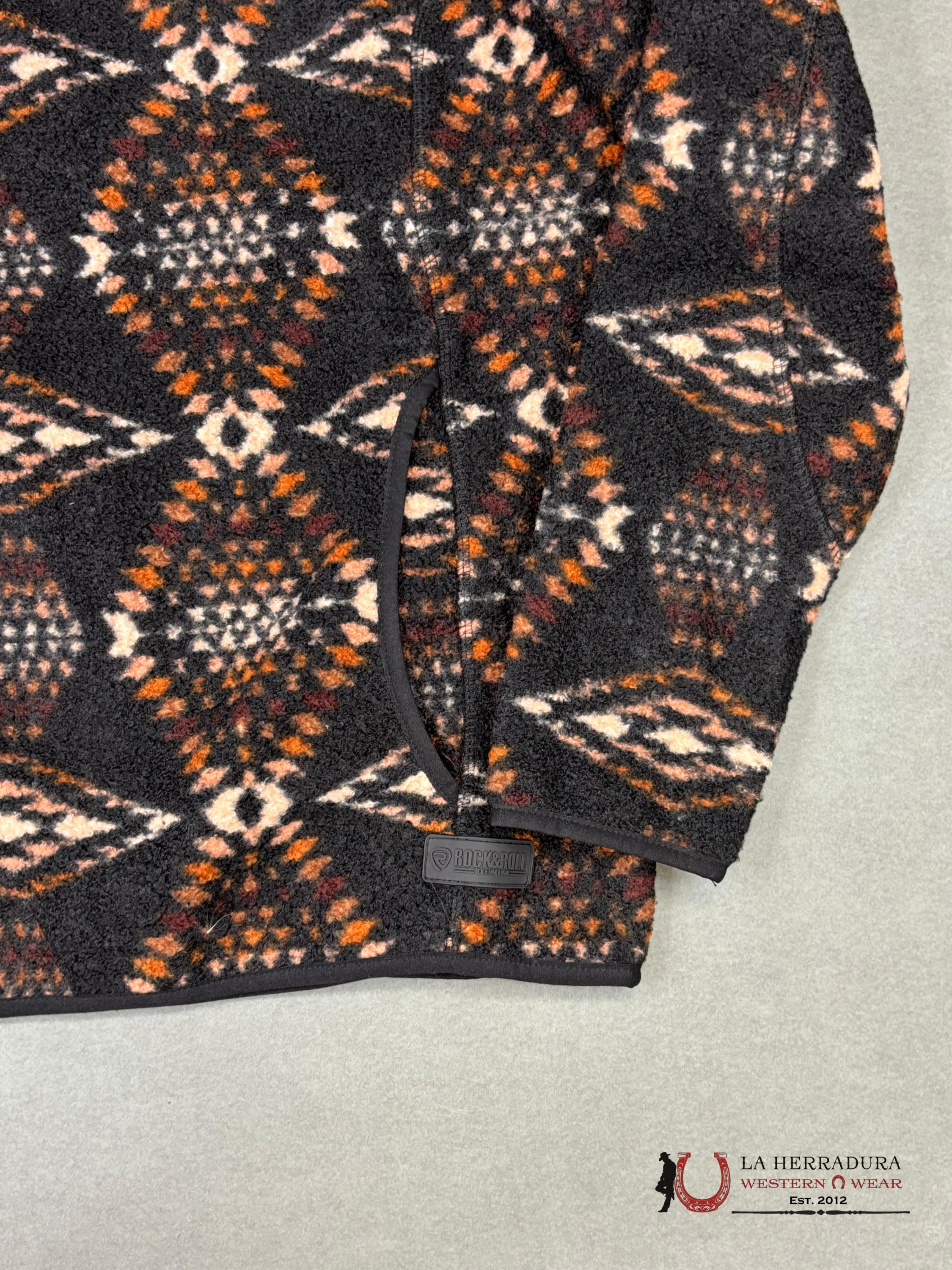 Rock & Roll Brown Aztec Printed Berber Jacket 1/4 Zip Ropa Hombres