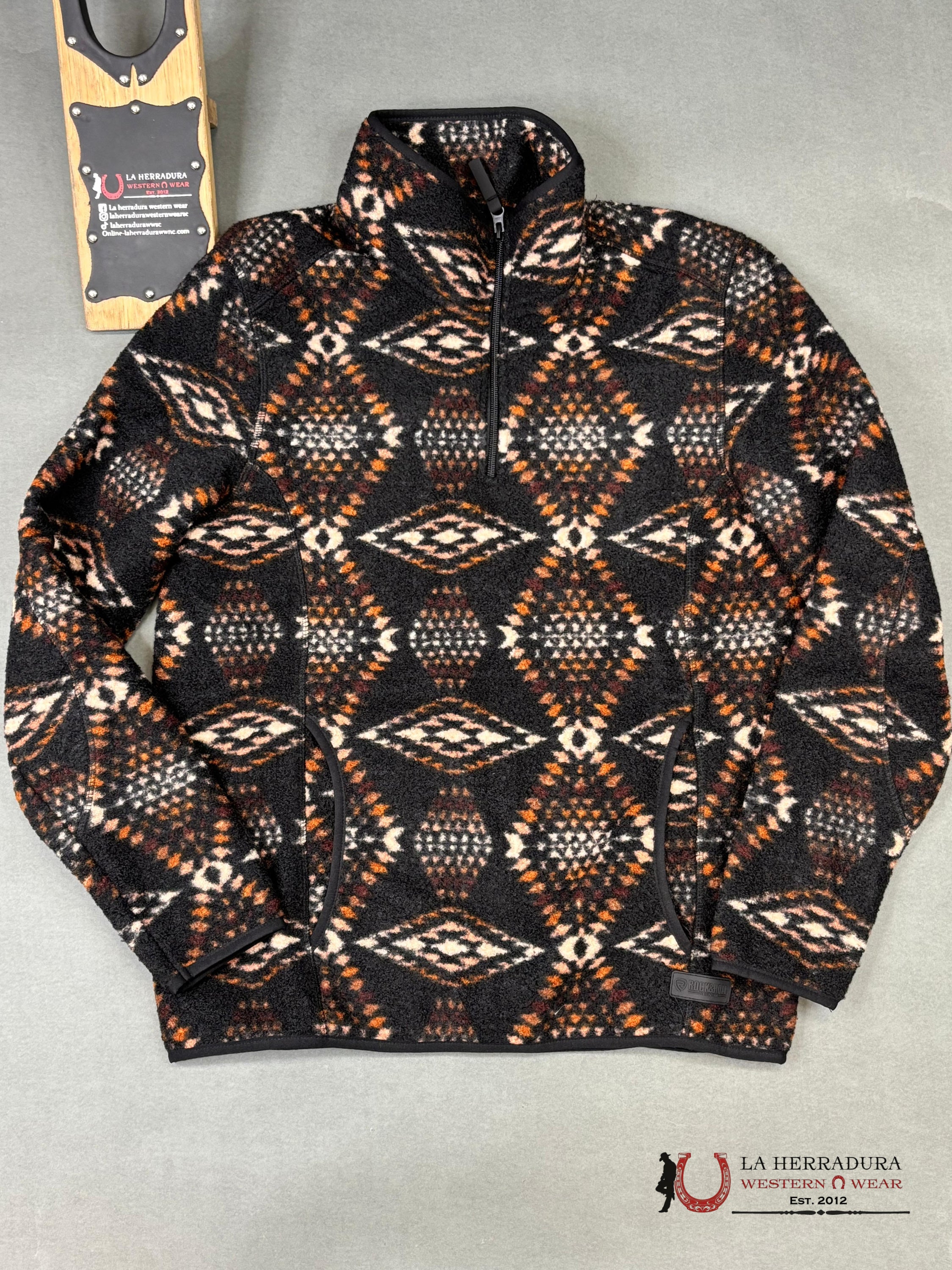 Rock & Roll Brown Aztec Printed Berber Jacket 1/4 Zip Ropa Hombres