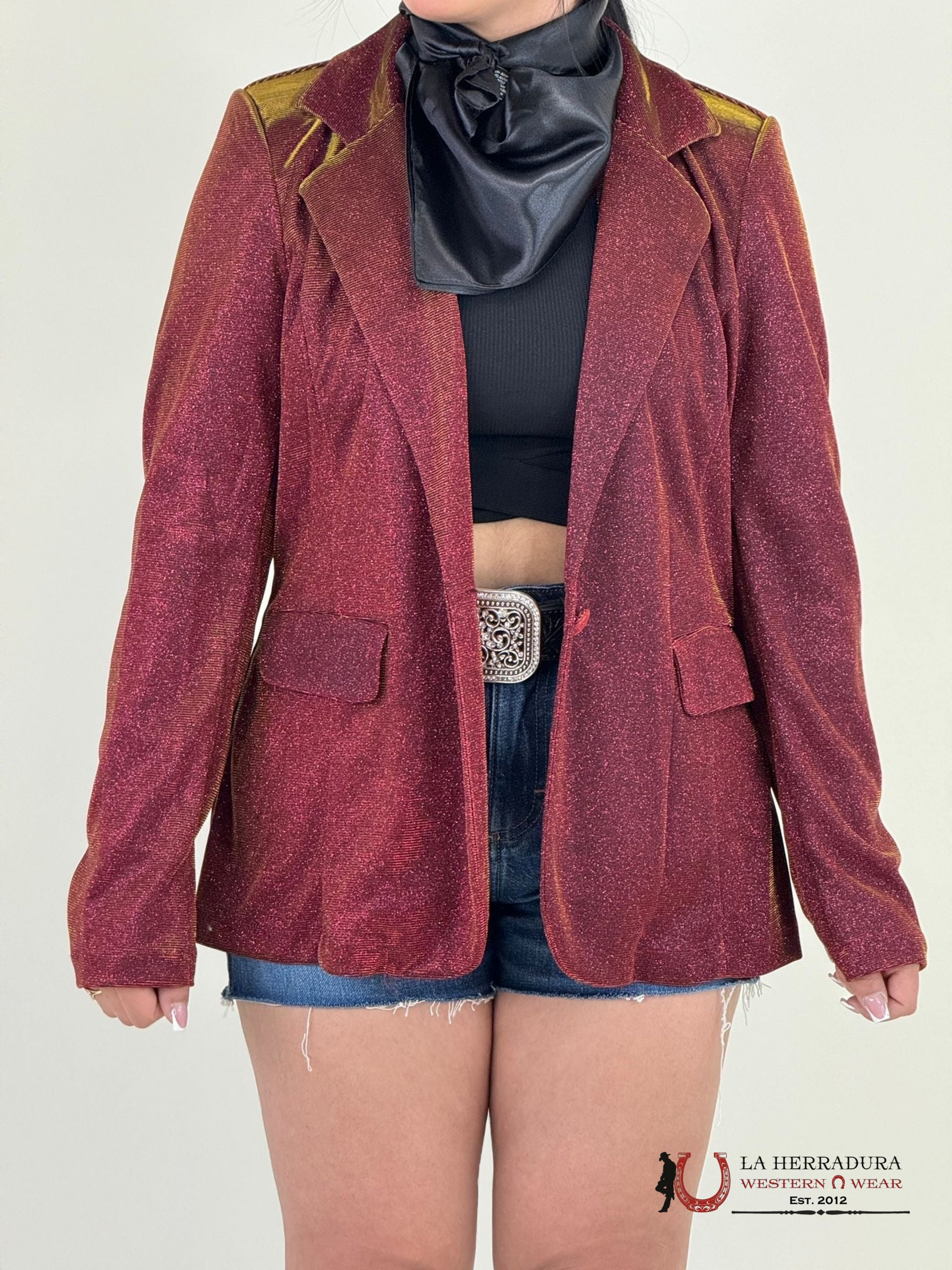 Rock&Roll Burgundy Iridescent Blazer Ropa Mujeres