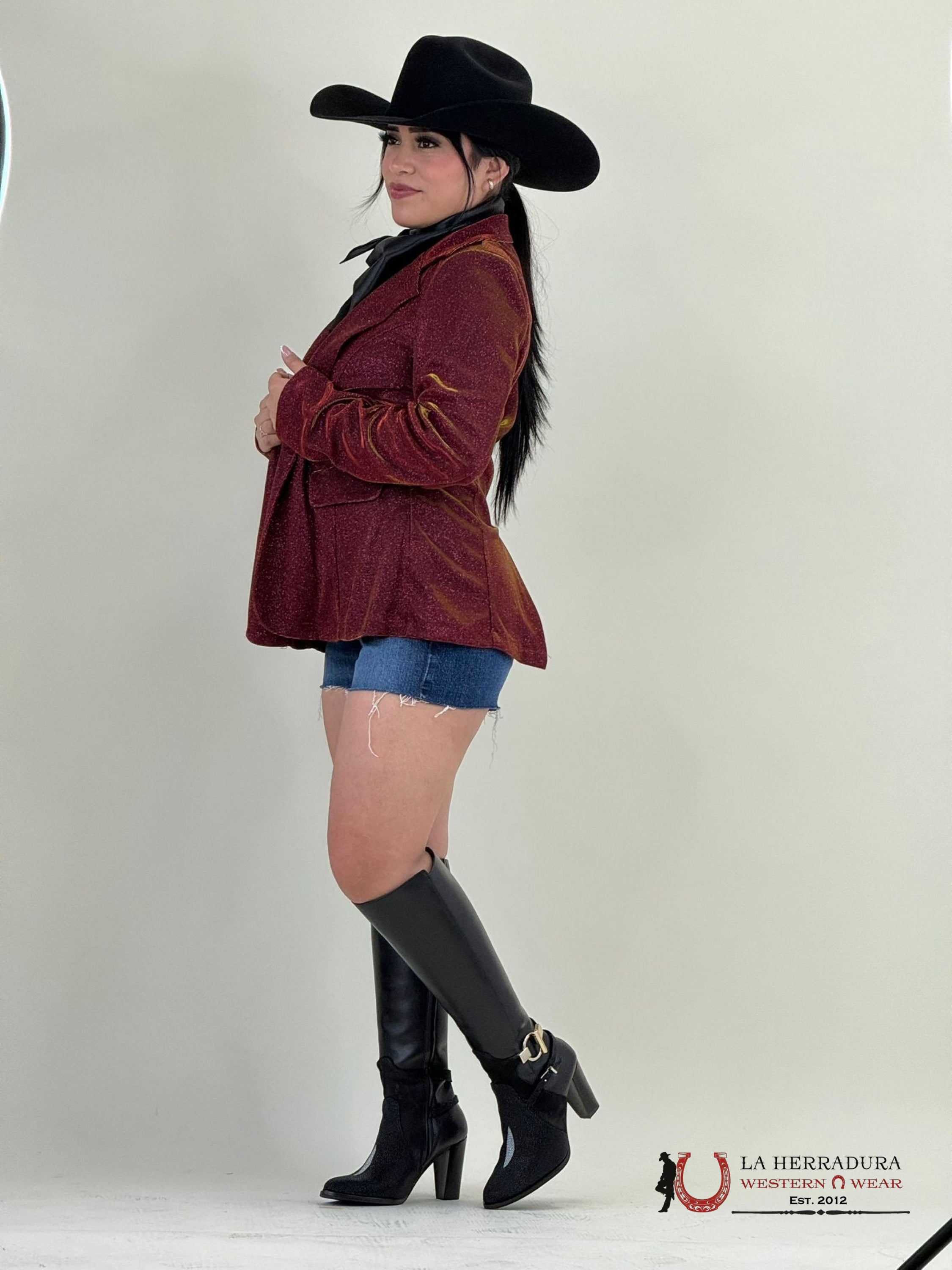 Rock&Roll Burgundy Iridescent Blazer Ropa Mujeres