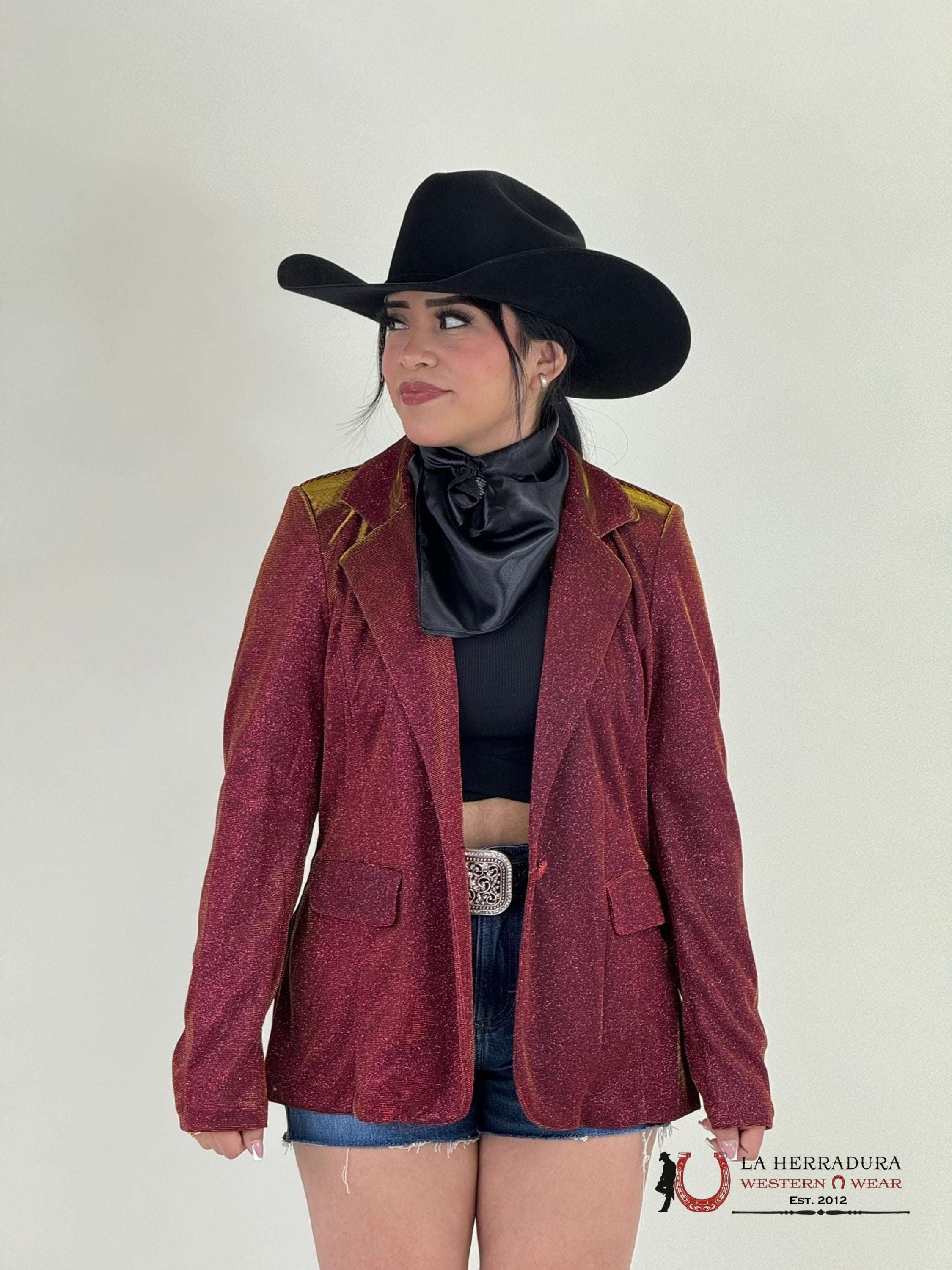 Rock&Roll Burgundy Iridescent Blazer Ropa Mujeres