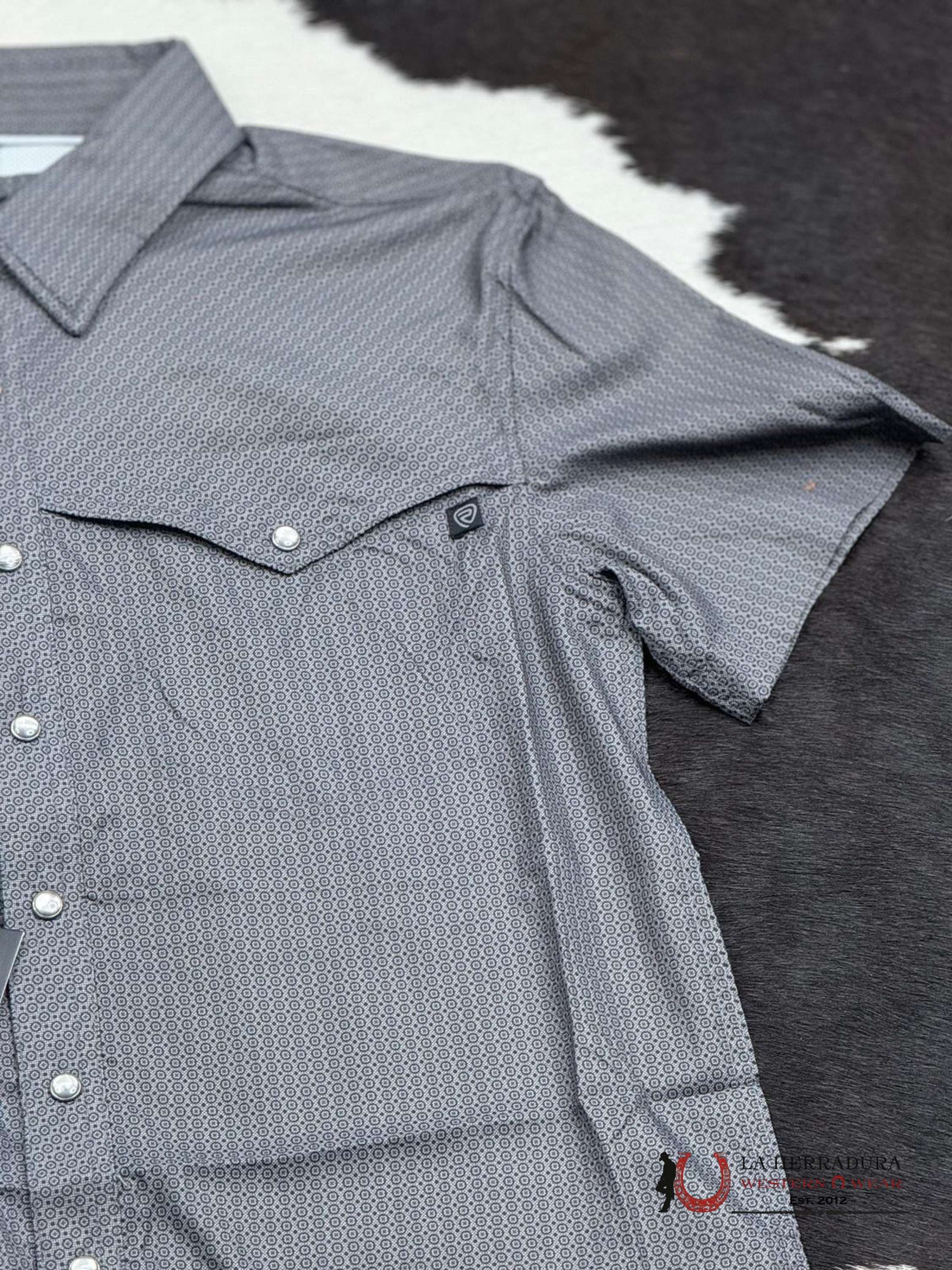 Rock&Roll Charcoal Micro Geo Tek Snap Short Sleeve Ropa Hombres