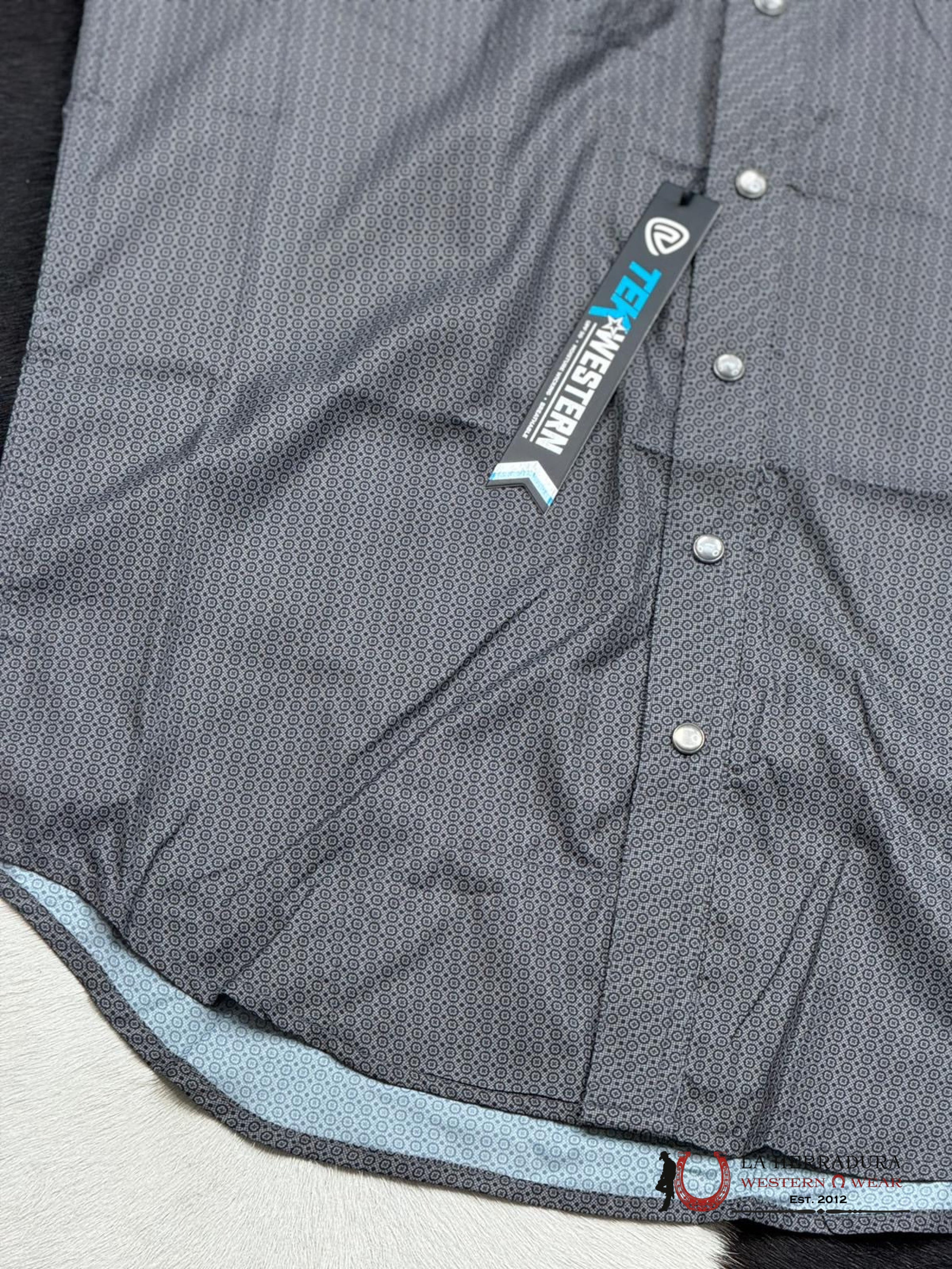 Rock&Roll Charcoal Micro Geo Tek Snap Short Sleeve Ropa Hombres