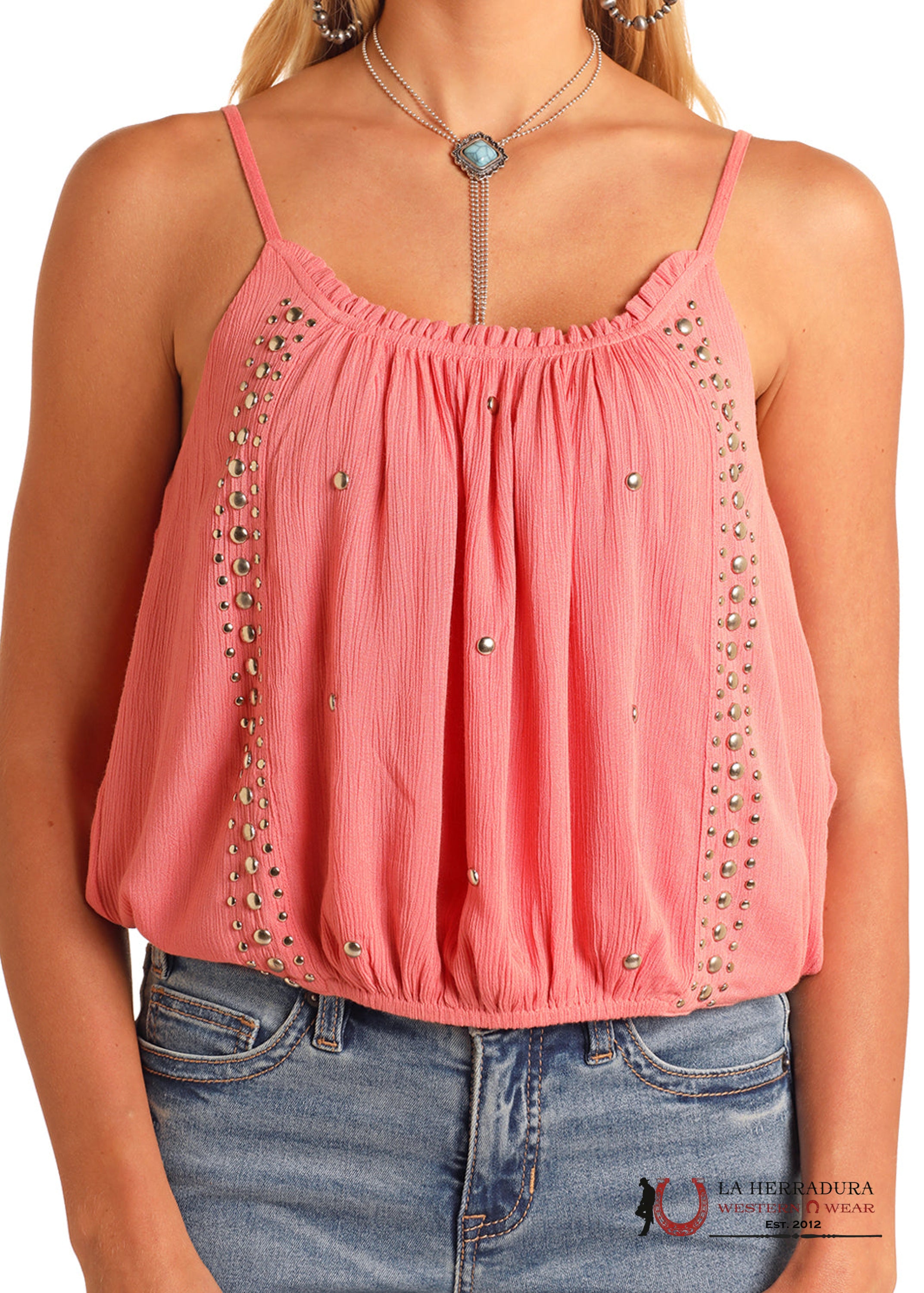 Rock&Roll Coral Stuffed Gathered Cami Tank Top Shirt - 5899 ROPA MUJERES