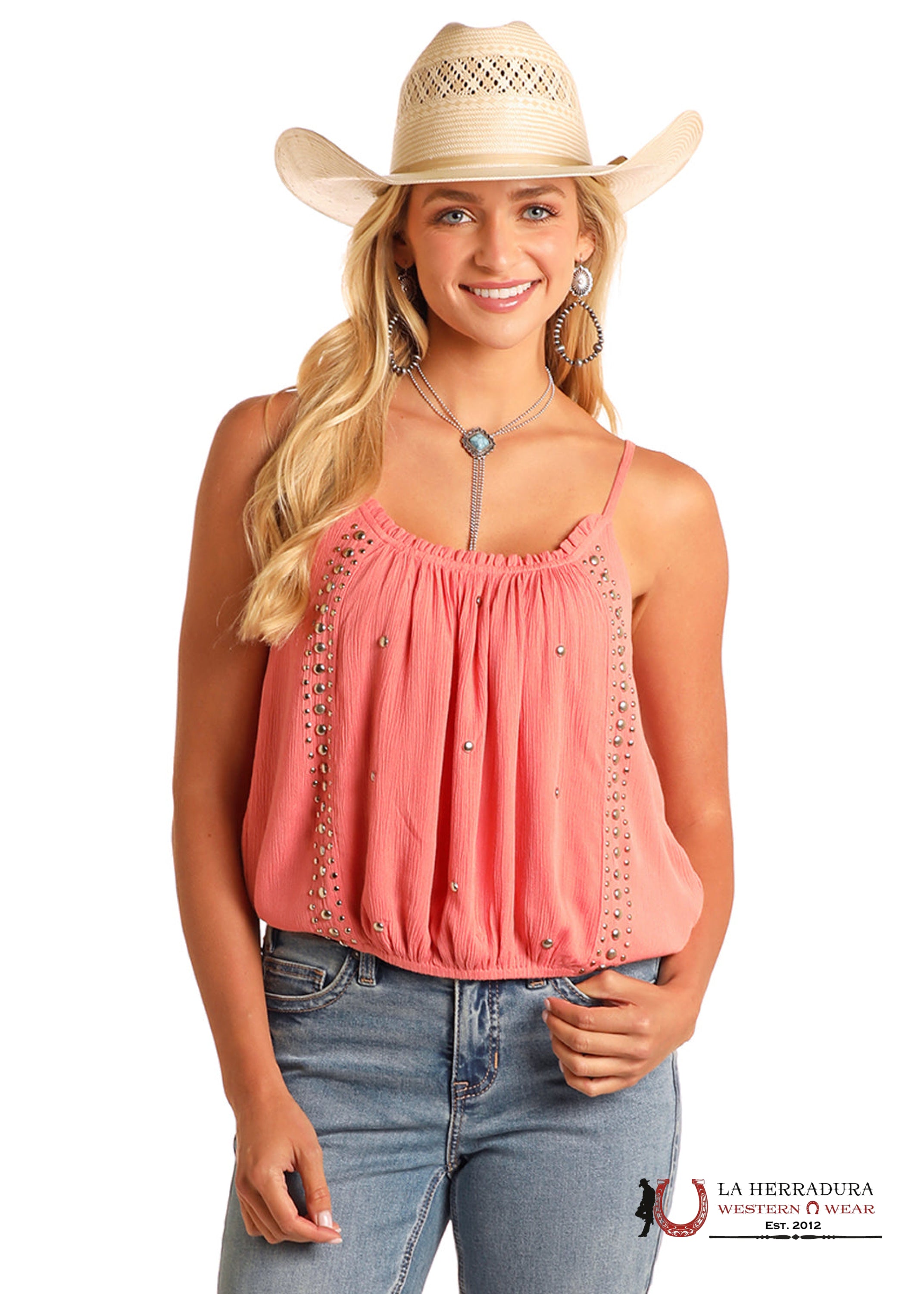 Rock&Roll Coral Stuffed Gathered Cami Tank Top Shirt - 5899 ROPA MUJERES
