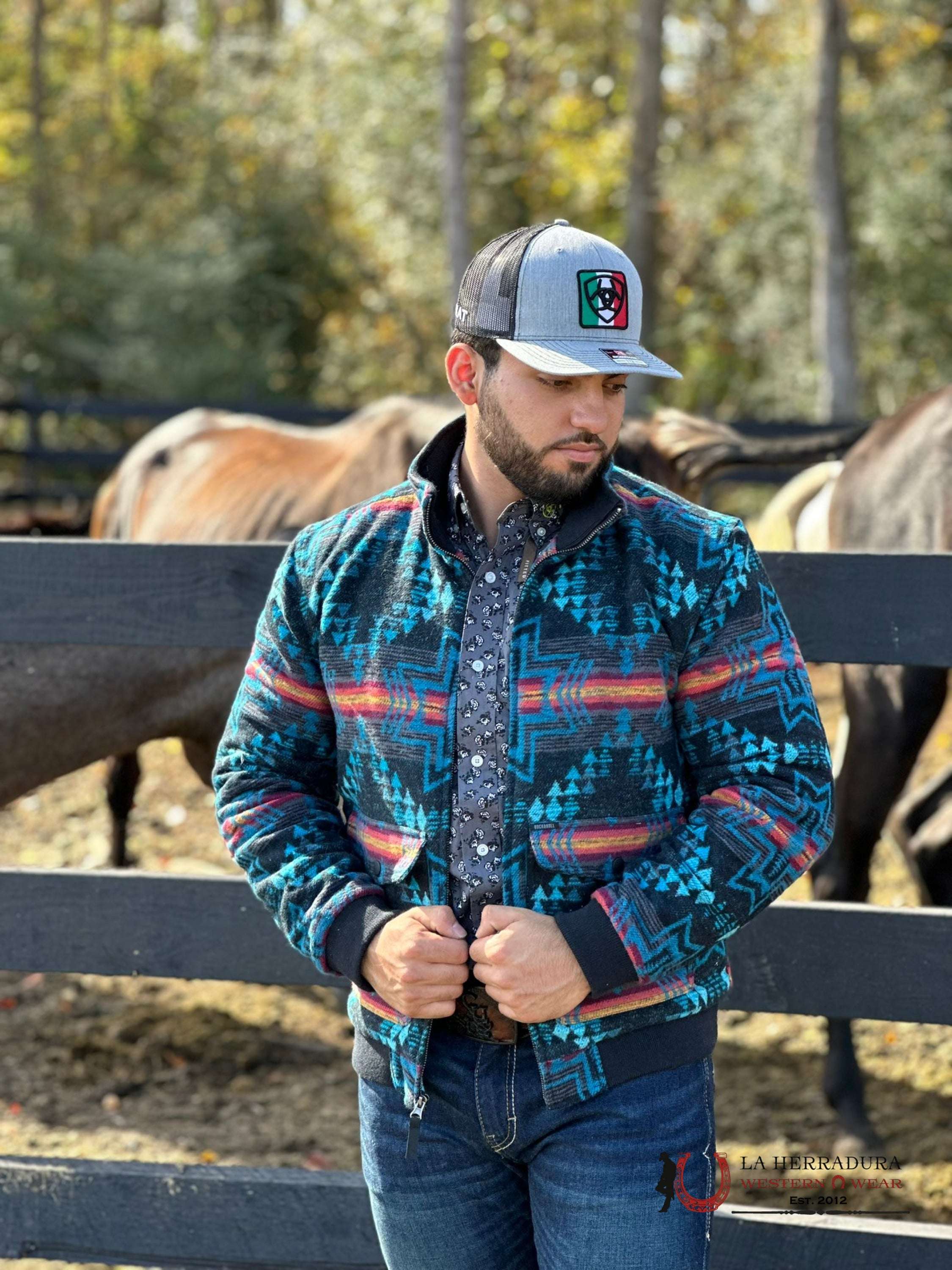 Rock & Roll Cotton Aztec Bomber Coat Ropa Hombres