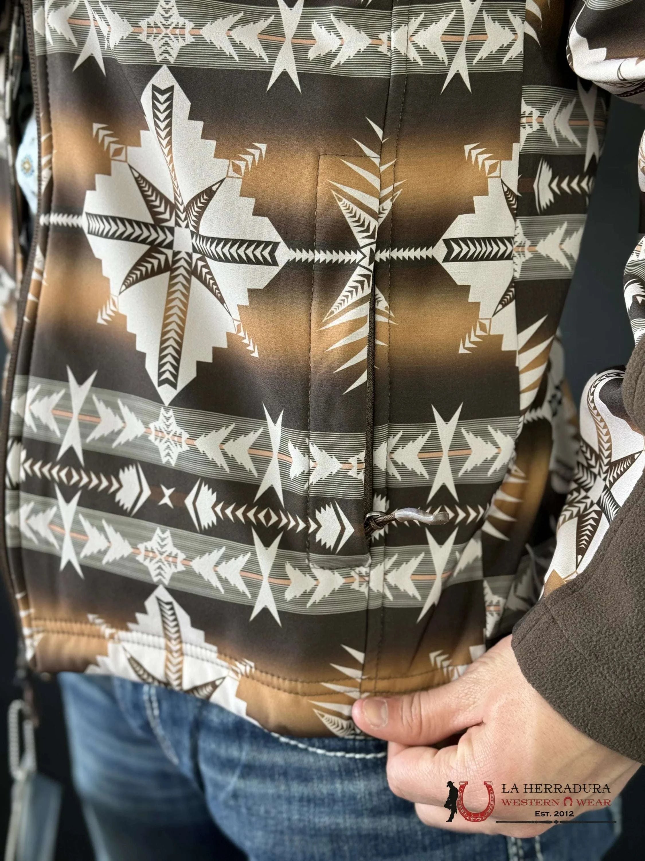 Rock & Roll Dark Brown Printed Aztec Softshell Jacket Ropa Hombres
