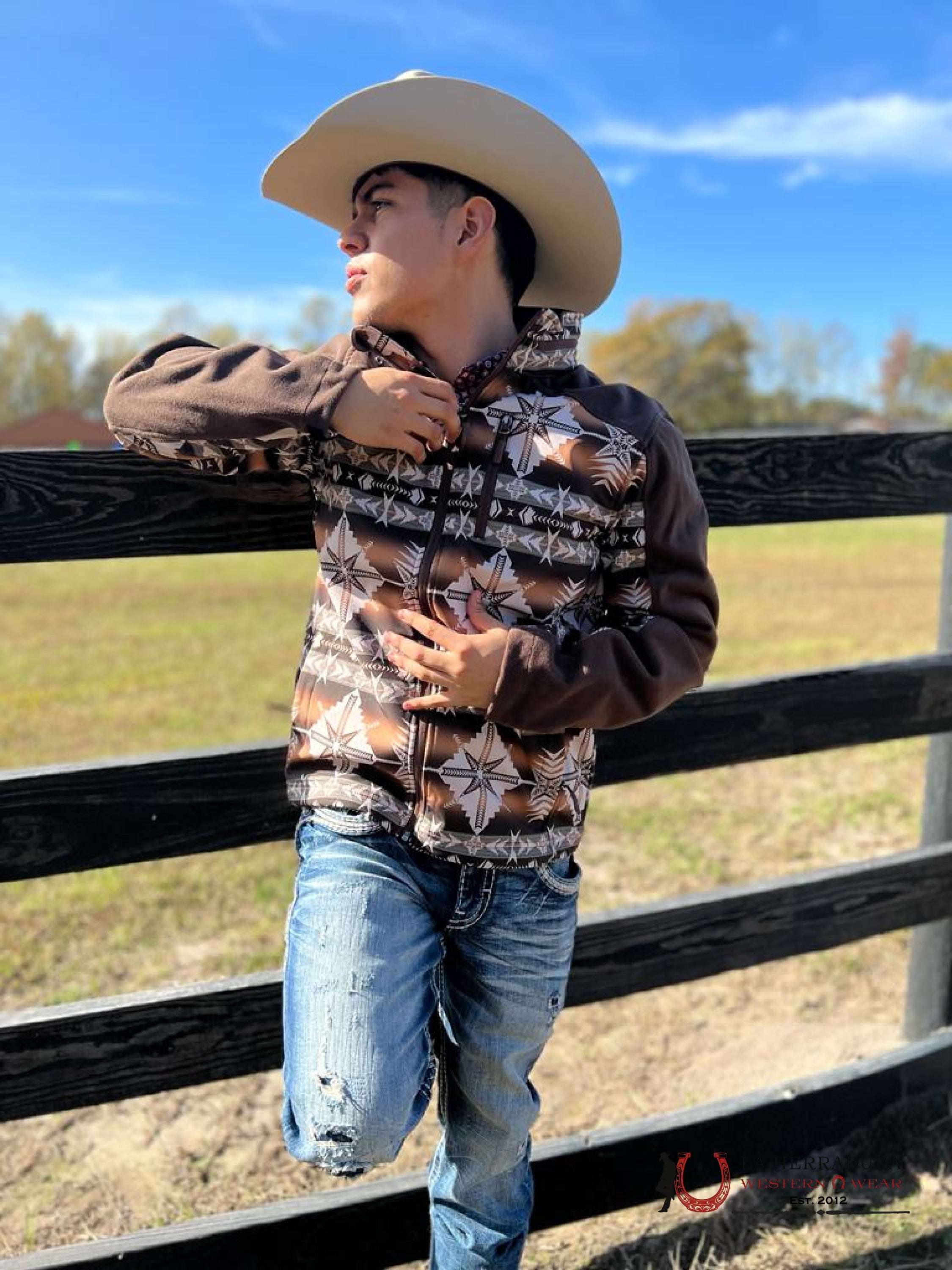 Rock & Roll Dark Brown Printed Aztec Softshell Jacket Ropa Hombres