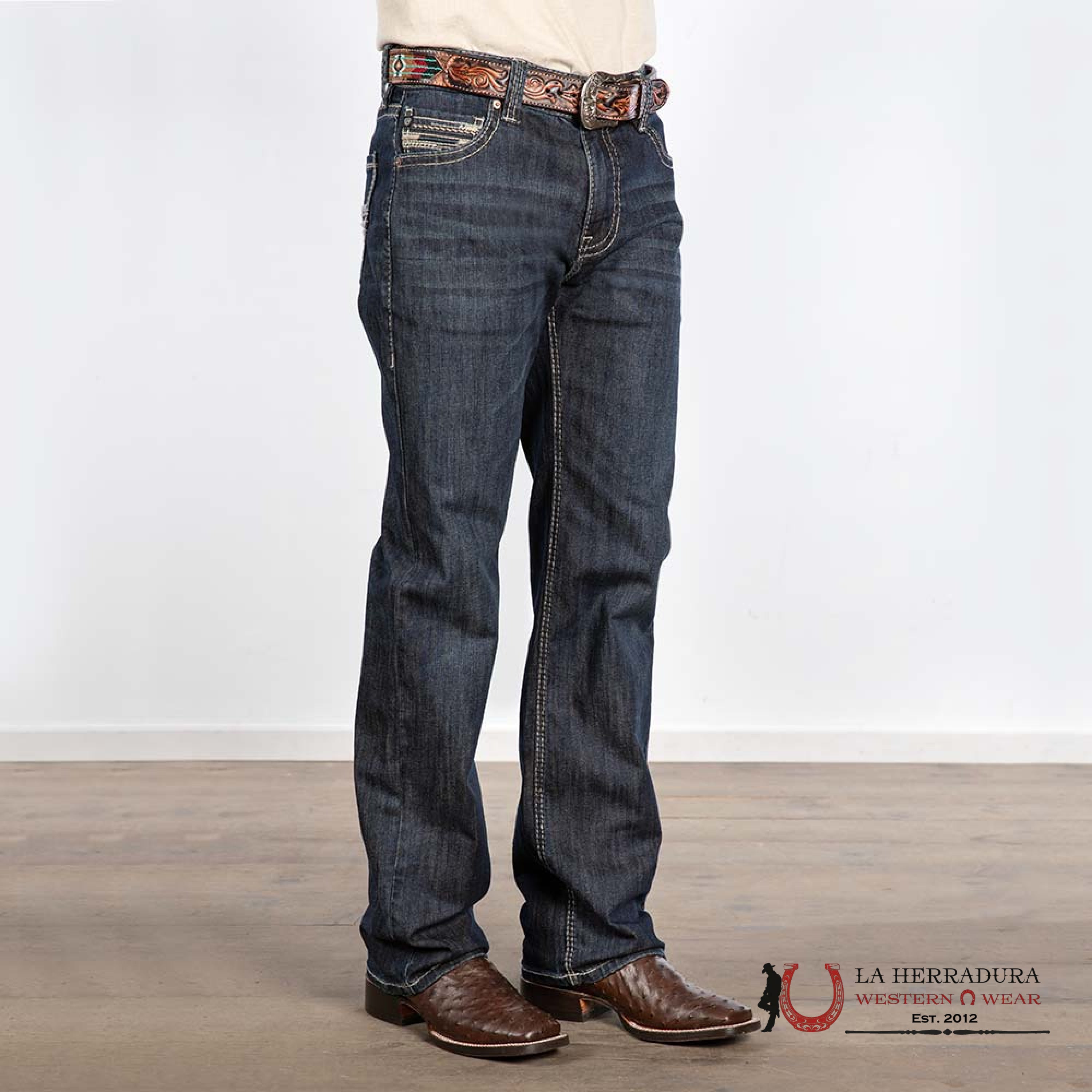 ROCK & ROLL DENIEM LADDER STITCH EMB DARK DOUBLE BARREL- BMTBD05556 ROPA HOMBRES