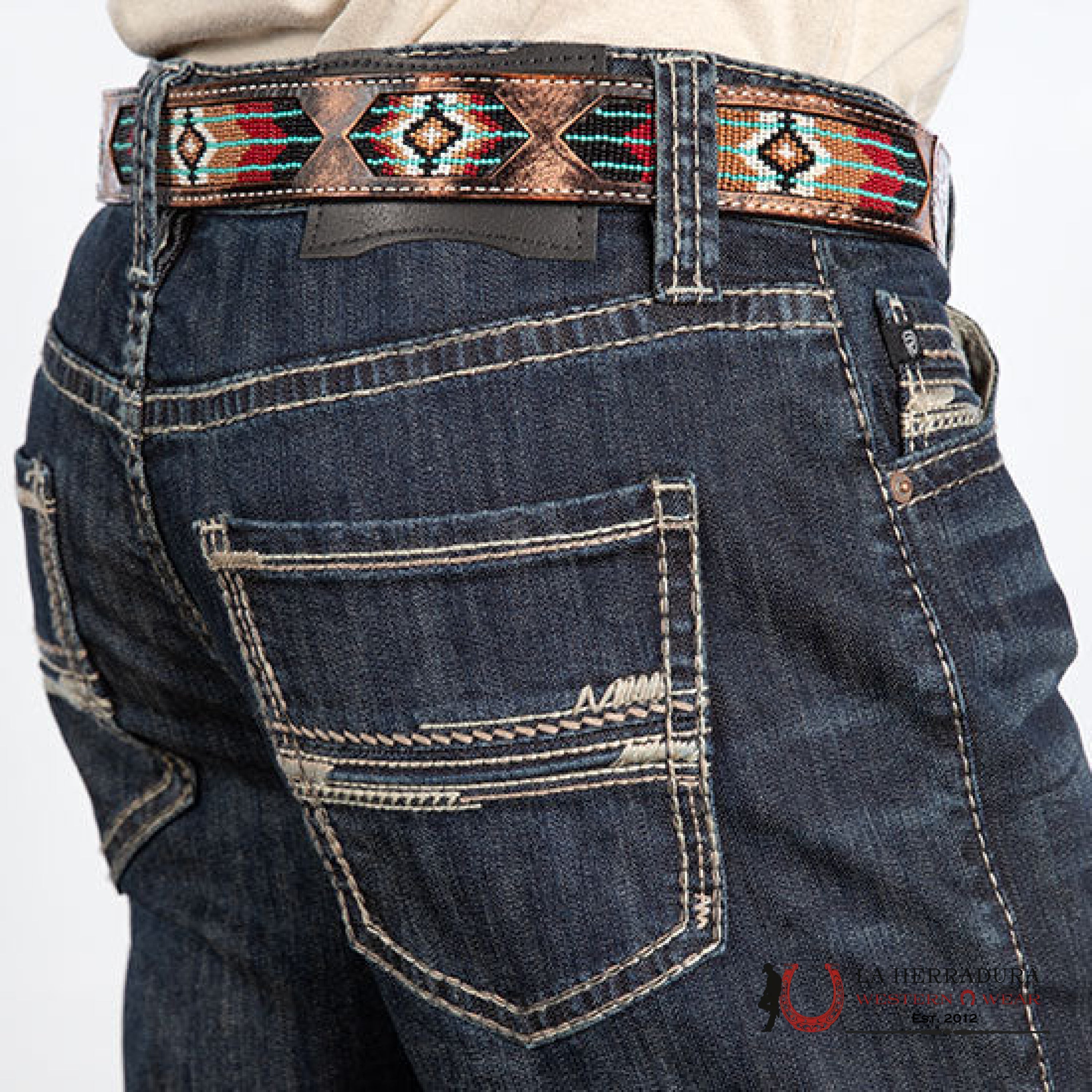 ROCK & ROLL DENIEM LADDER STITCH EMB DARK DOUBLE BARREL- BMTBD05556 ROPA HOMBRES