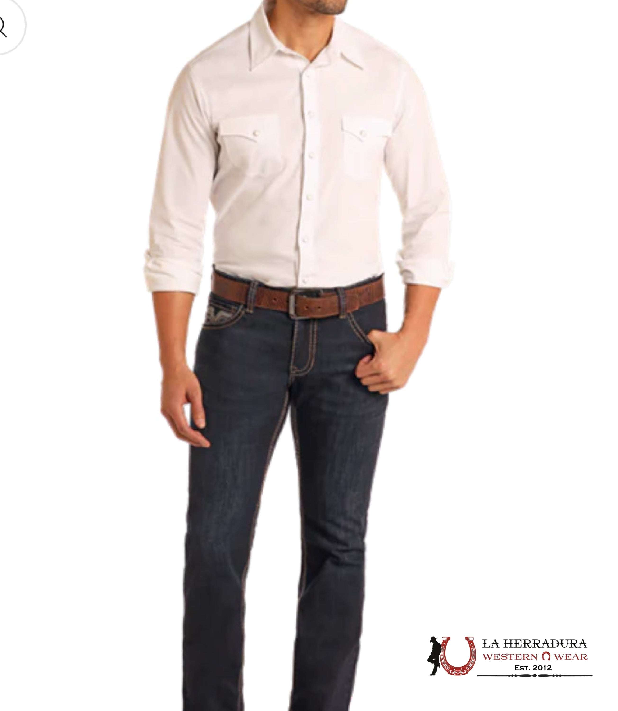 ROCK & ROLL DENIEM LADDER STITCH EMB DARK WASHINGTON RIFLE SKINNY- BM2MD05581 ROPA HOMBRES