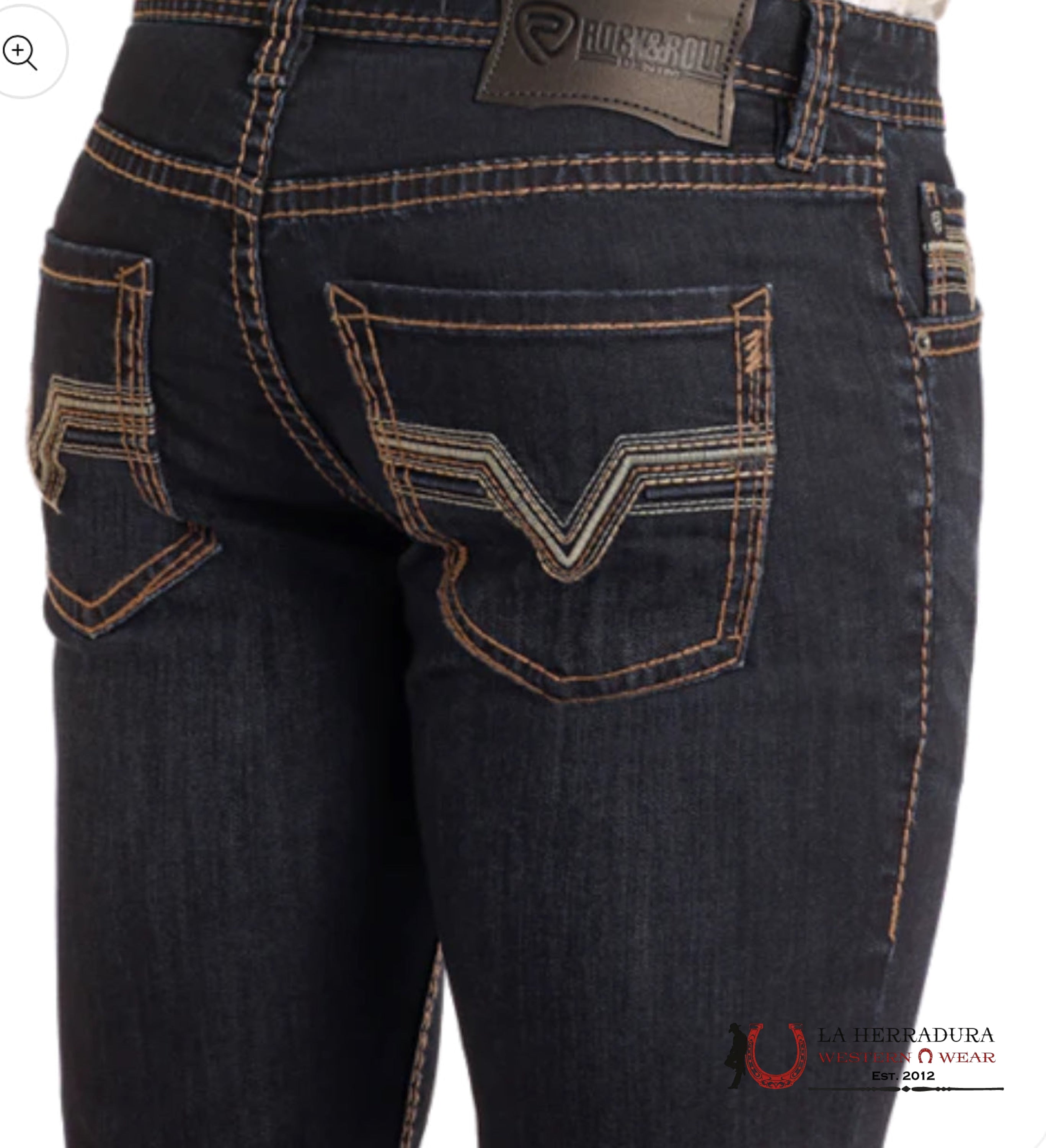 ROCK & ROLL DENIEM LADDER STITCH EMB DARK WASHINGTON RIFLE SKINNY- BM2MD05581 ROPA HOMBRES