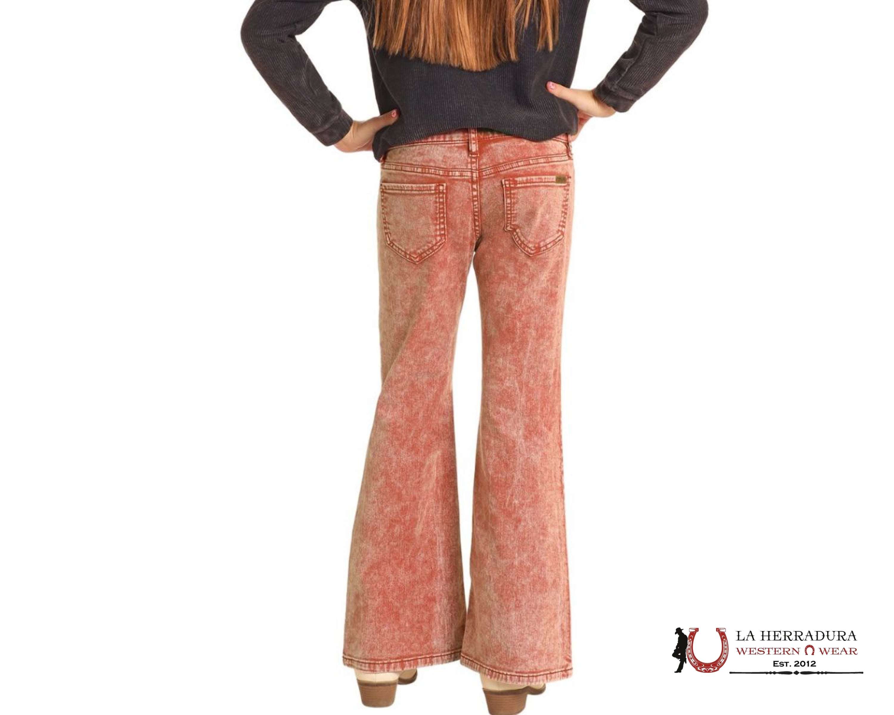 Rock & Roll Denim Girl’s Rust Button Flare Niños