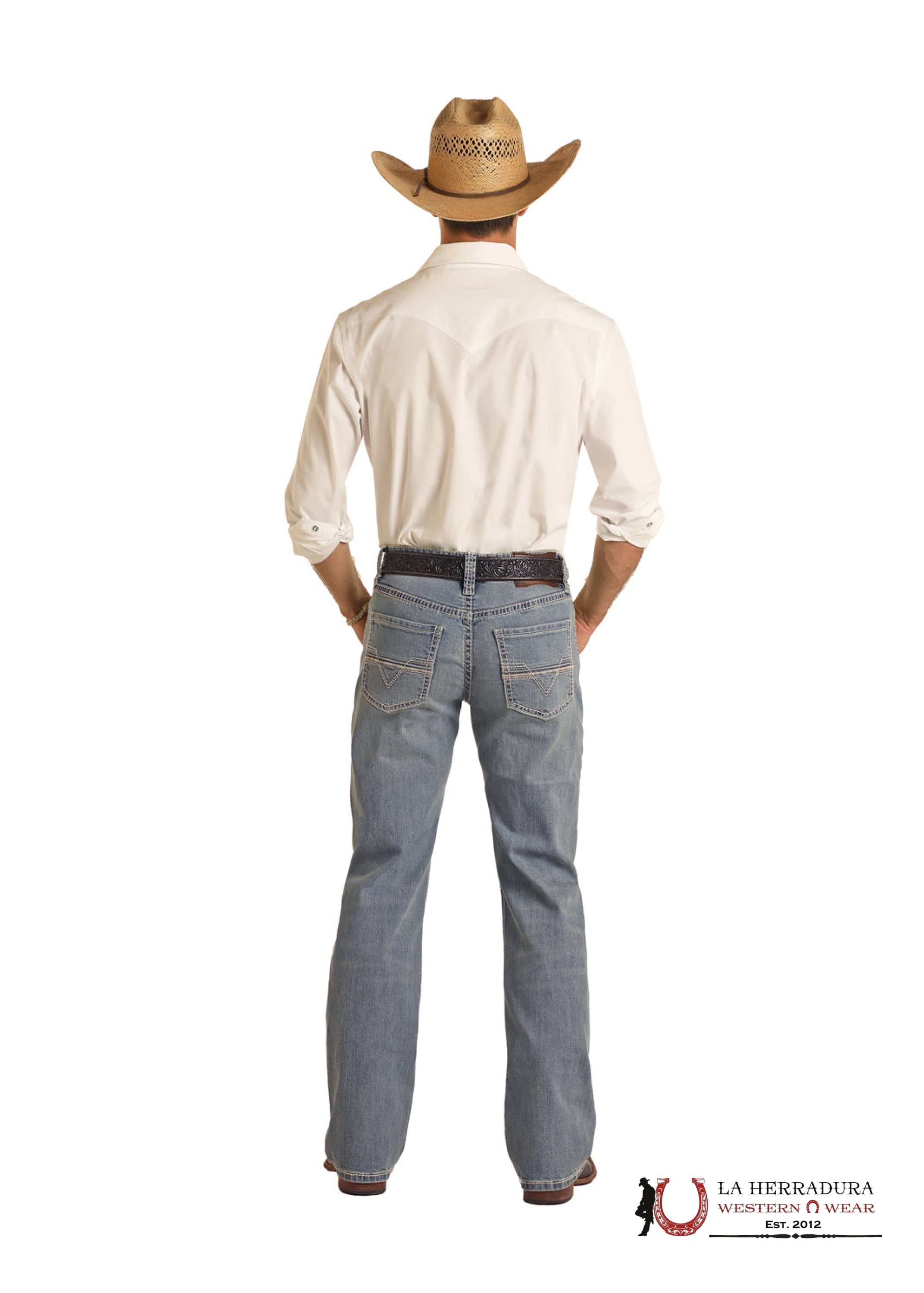 ROCK&ROLL DENIM LIGHT VINTAGE TWO TONE ROPE EMBROIDERED DOUBLE BARREL RELAXED STRAIGHT BM0SD04248 ROPA HOMBRES