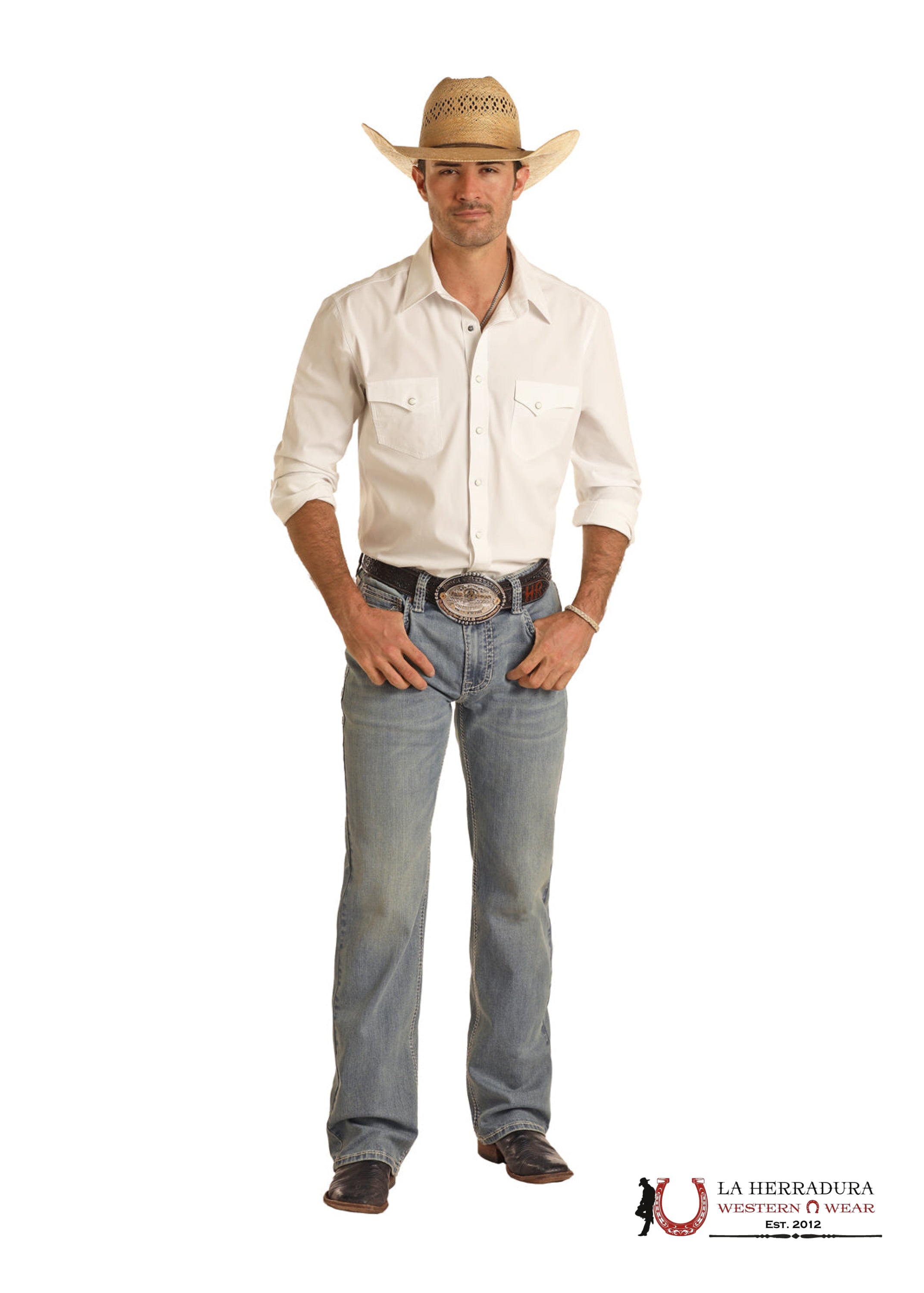 ROCK&ROLL DENIM LIGHT VINTAGE TWO TONE ROPE EMBROIDERED DOUBLE BARREL RELAXED STRAIGHT BM0SD04248 ROPA HOMBRES