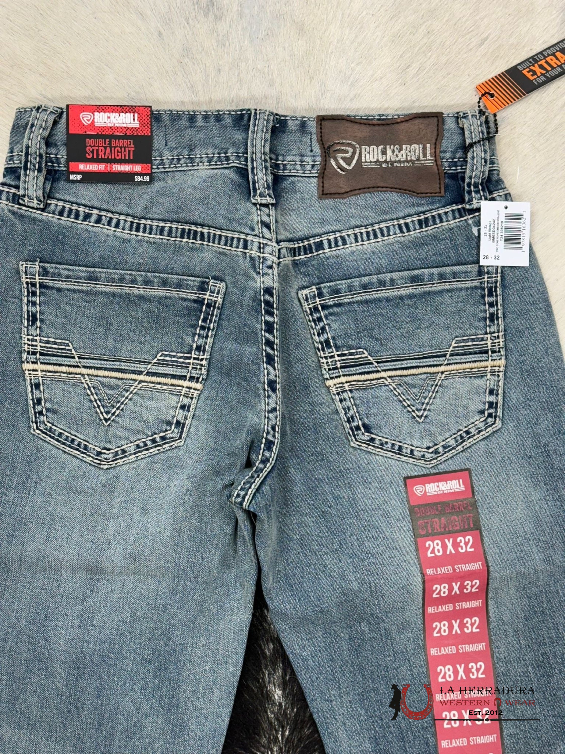 Rock&Roll Denim Light Vintage Two Tone Rope Embroidered Double Barrel Relaxed Straight Ropa Hombres