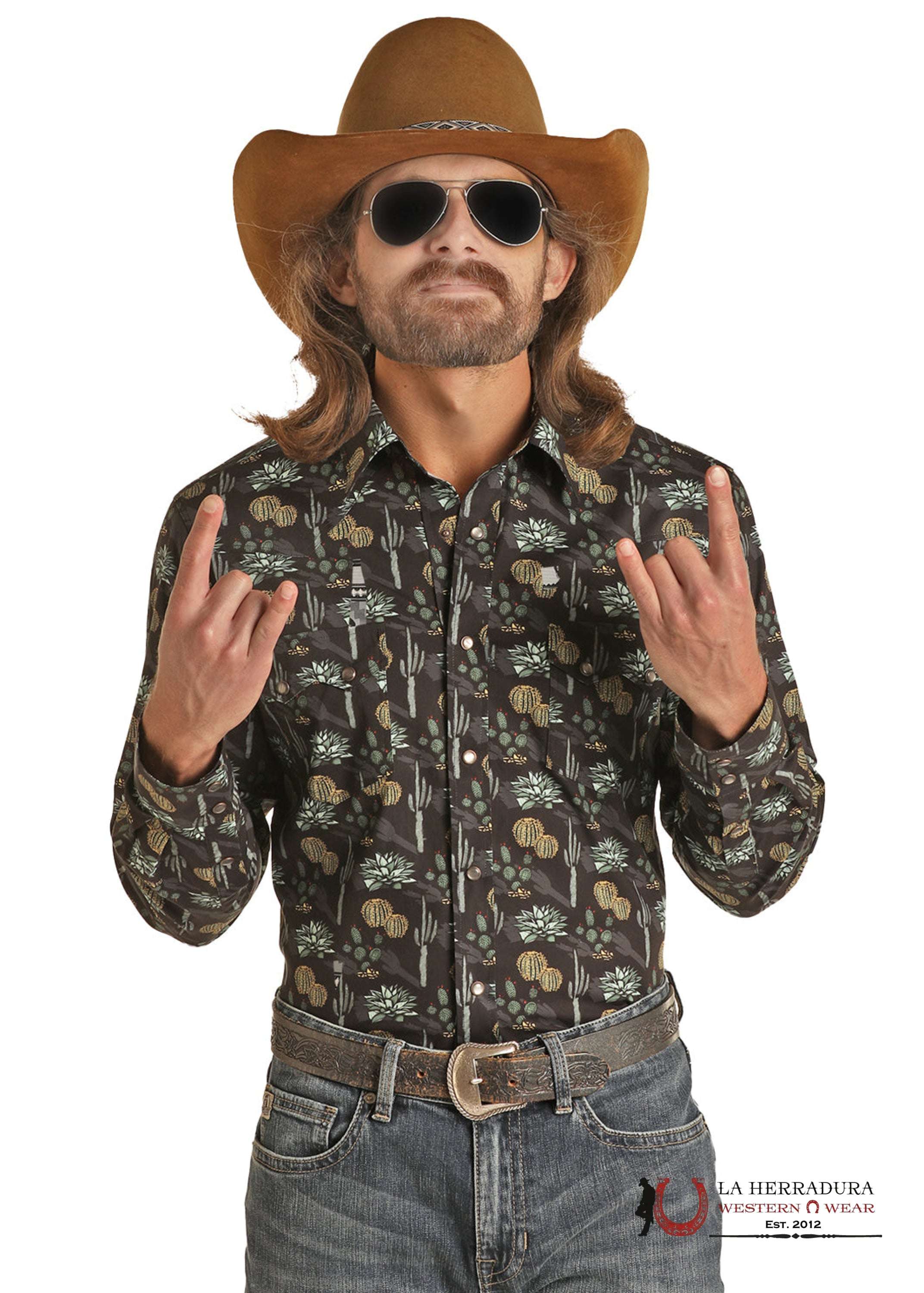 ROCK&ROLL DENIM LONG SLEEVE SHIRT CACTUS BLACK RRMSOSR0QM ROPA HOMBRES