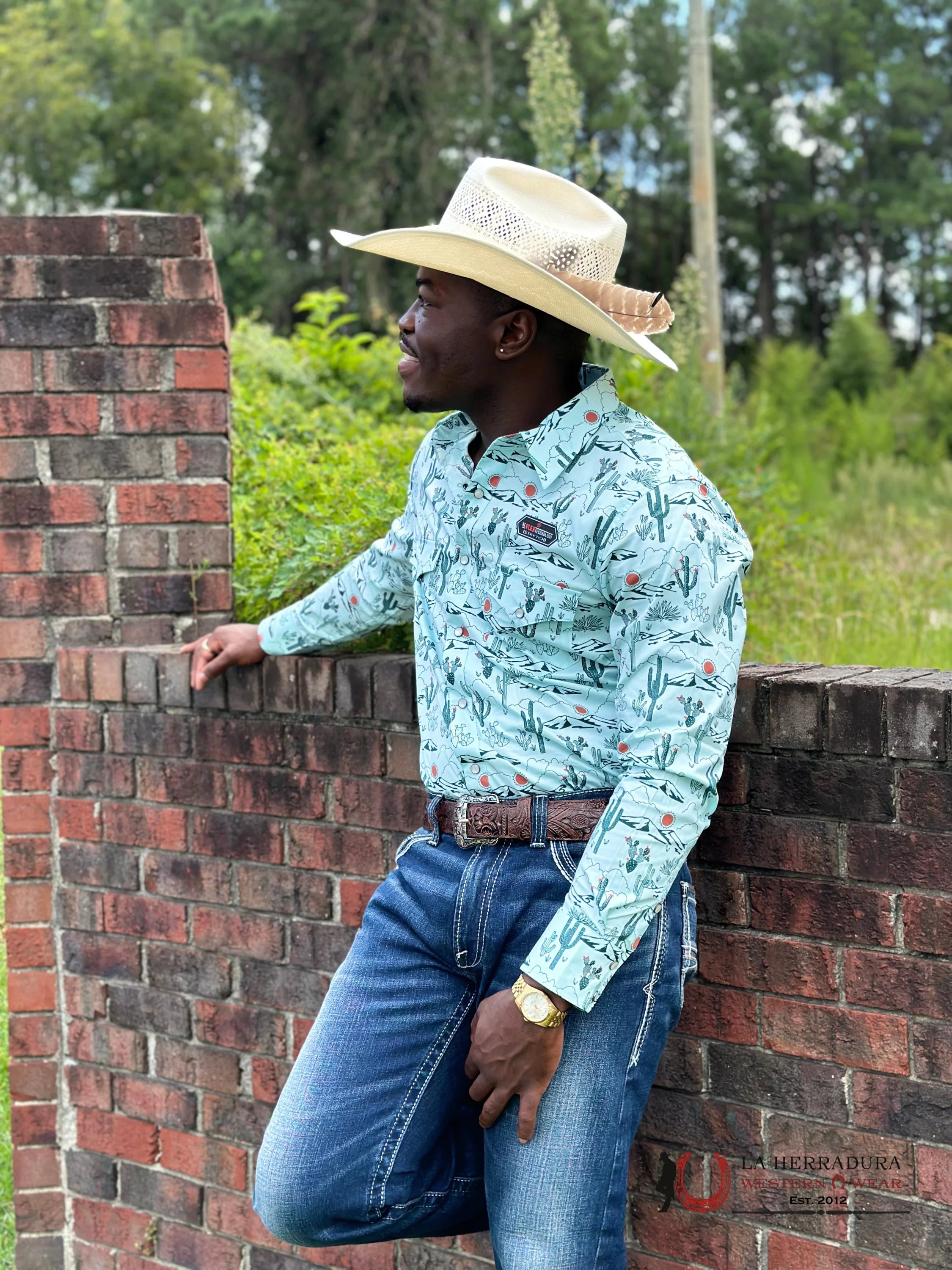 Rock&Roll Denim Long Sleeve Shirt Mint Cactus Ropa Hombres