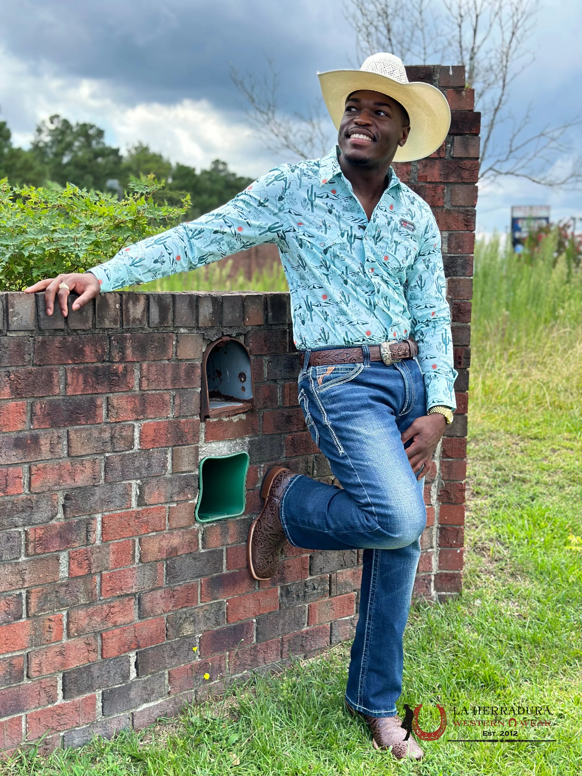 Rock&Roll Denim Long Sleeve Shirt Mint Cactus Ropa Hombres