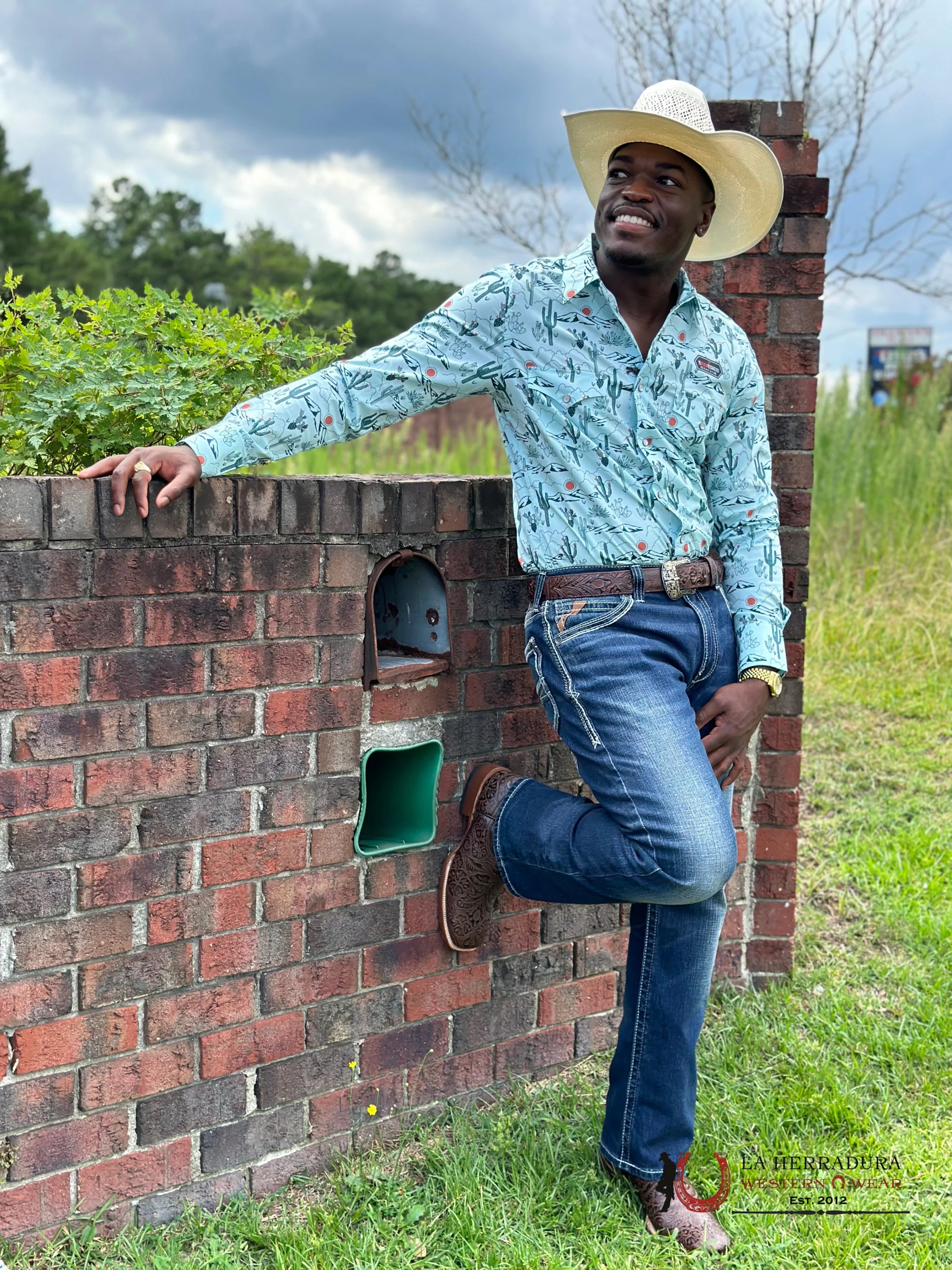 Rock&Roll Denim Long Sleeve Shirt Mint Cactus Ropa Hombres