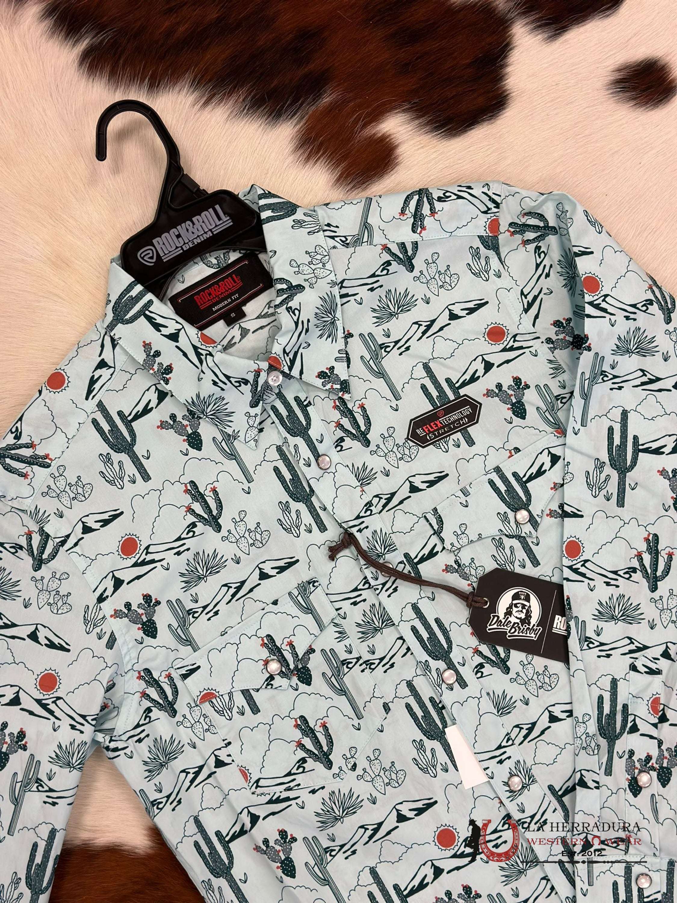 Rock&Roll Denim Long Sleeve Shirt Mint Cactus Ropa Hombres