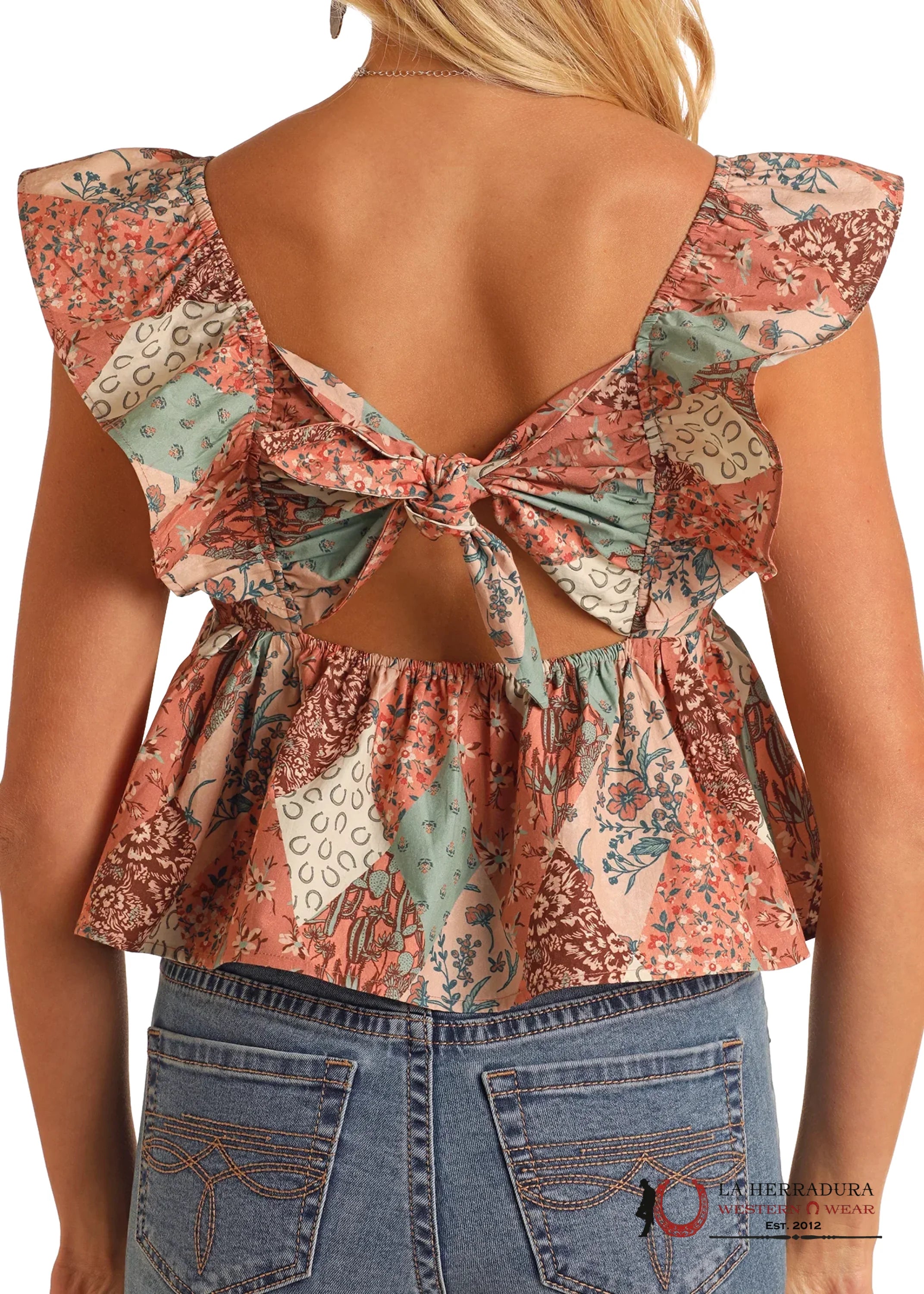 ROCK&ROLL DENIM TOP FLORAL EVRU PINK BEIGE BW50T05895 ROPA MUJERES