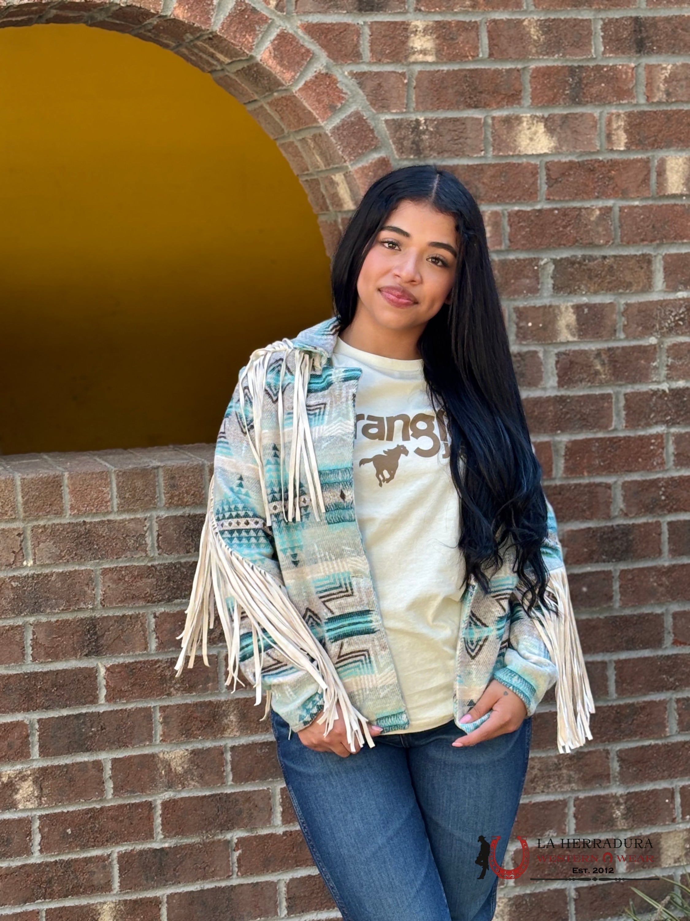 Rock&Roll Denim Women Print Fringe Jacket Ropa Mujeres