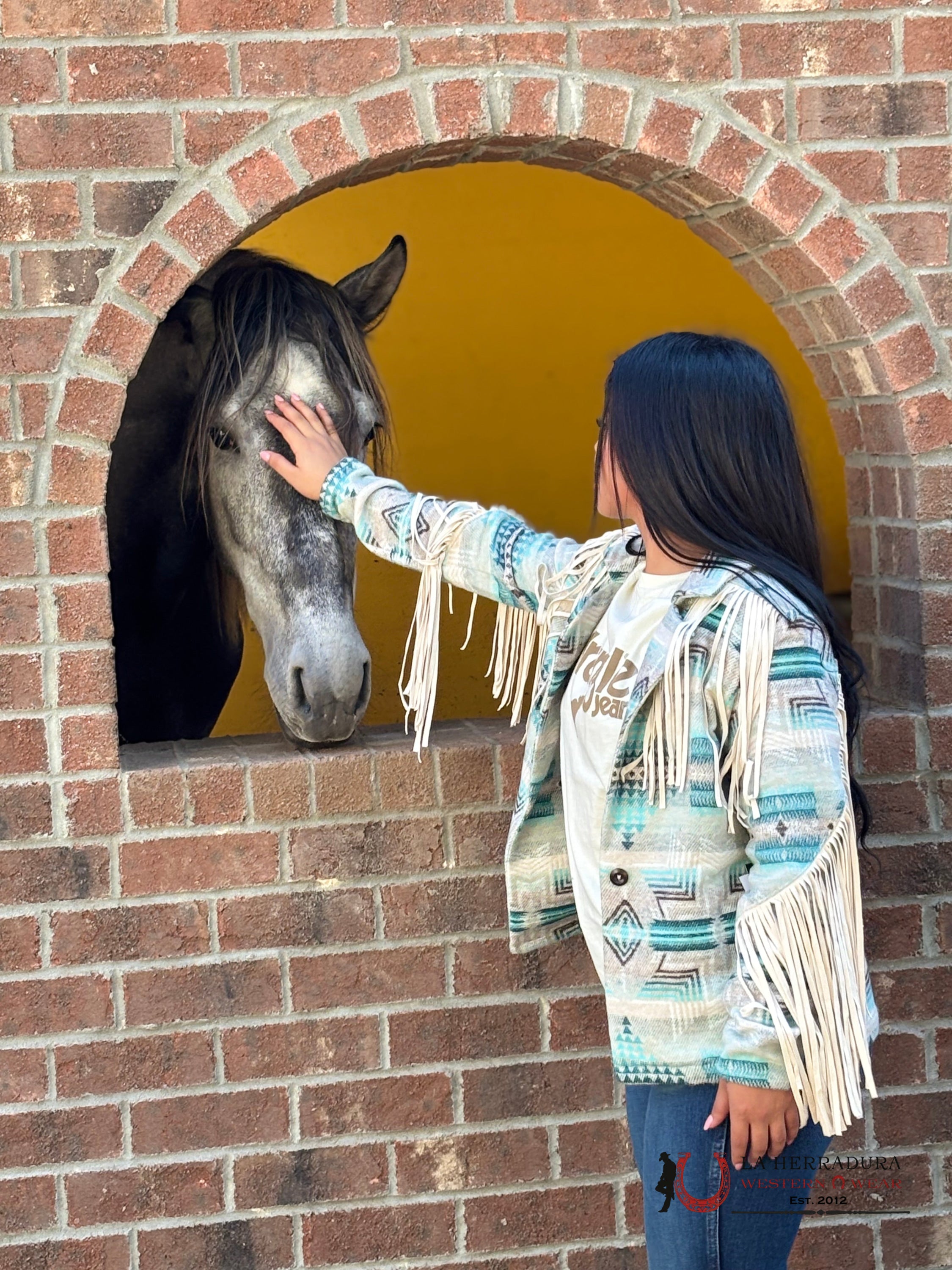 Rock&Roll Denim Women Print Fringe Jacket Ropa Mujeres