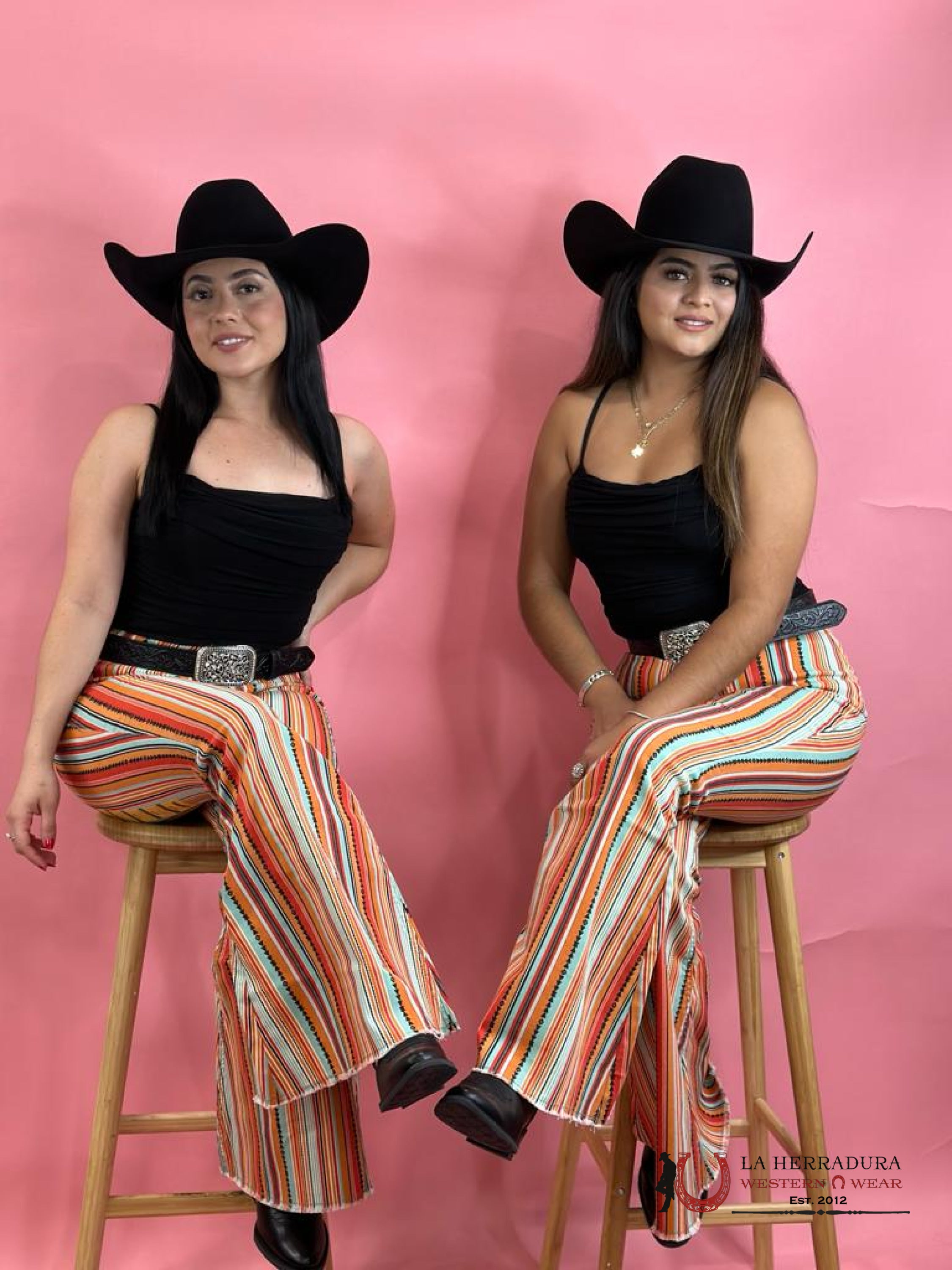 Rock&Roll Extra Stretch Multi Stripe Orange - 4082 Jeans Women