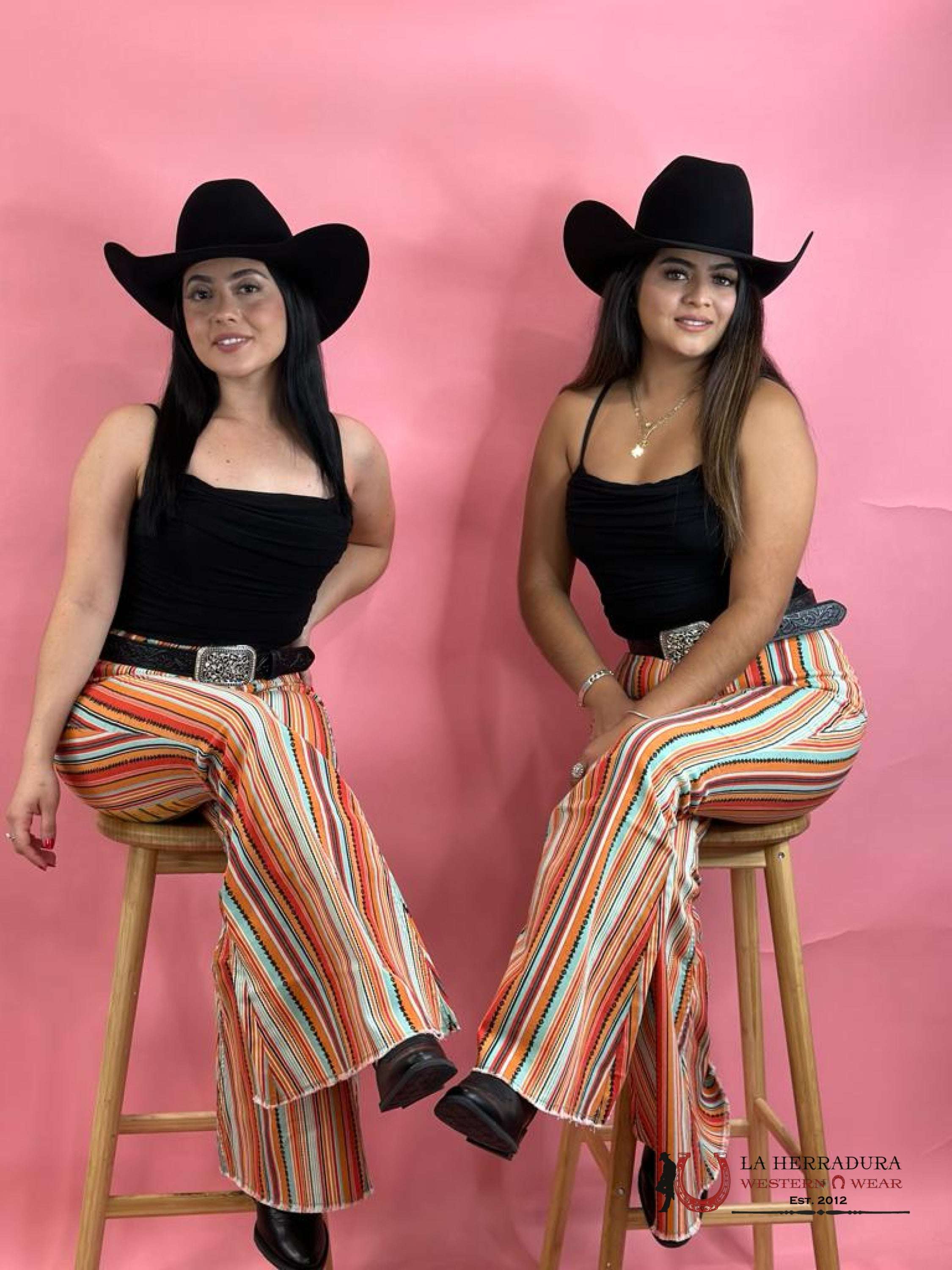 Rock&Roll Extra Stretch Multi Stripe Orange - 4082 Jeans Women
