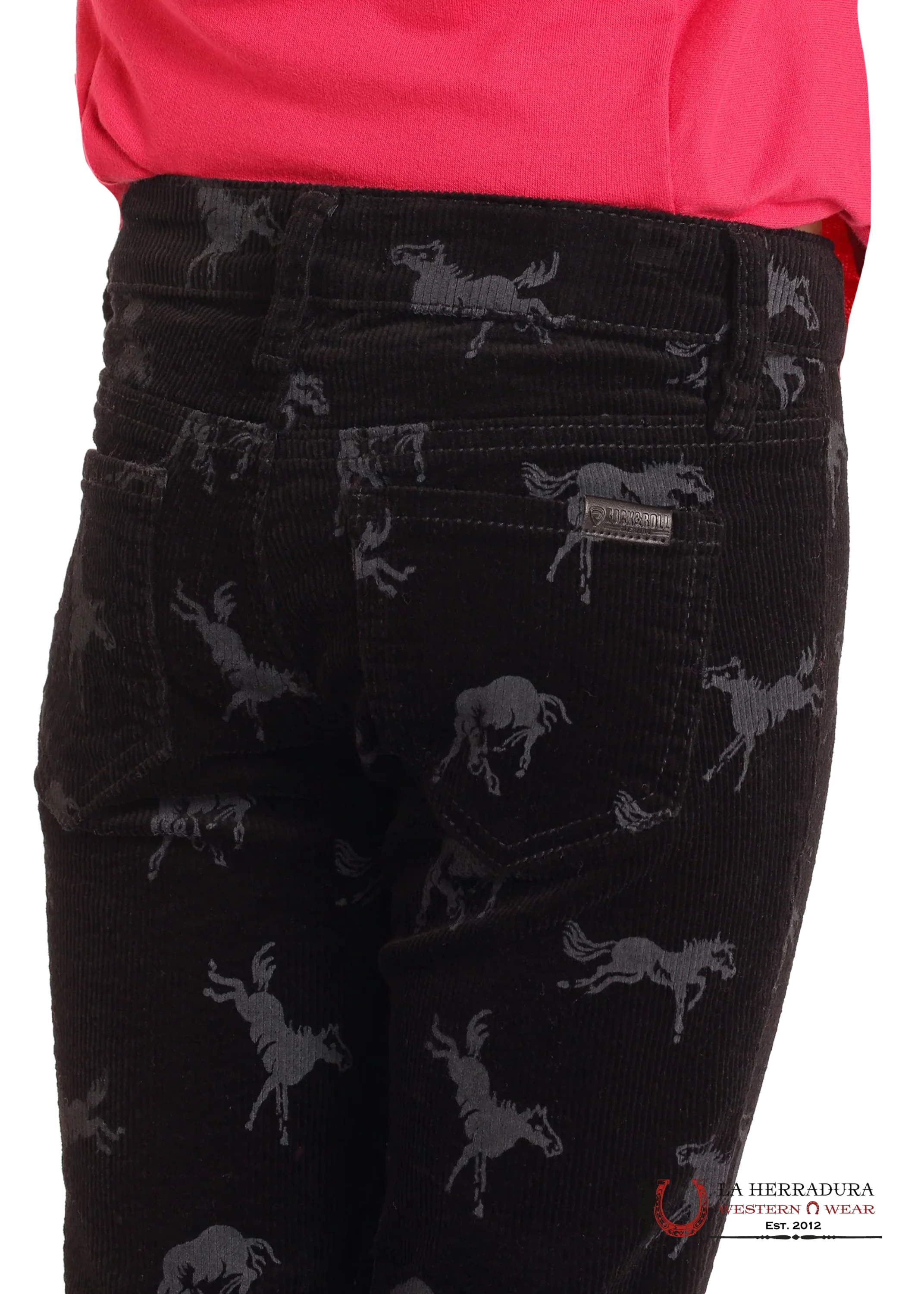 ROCK&ROLL GIRLS BLACK HORSE PRINT CORDUROY FLARE JEANS BG6PD05302 NIÑOS