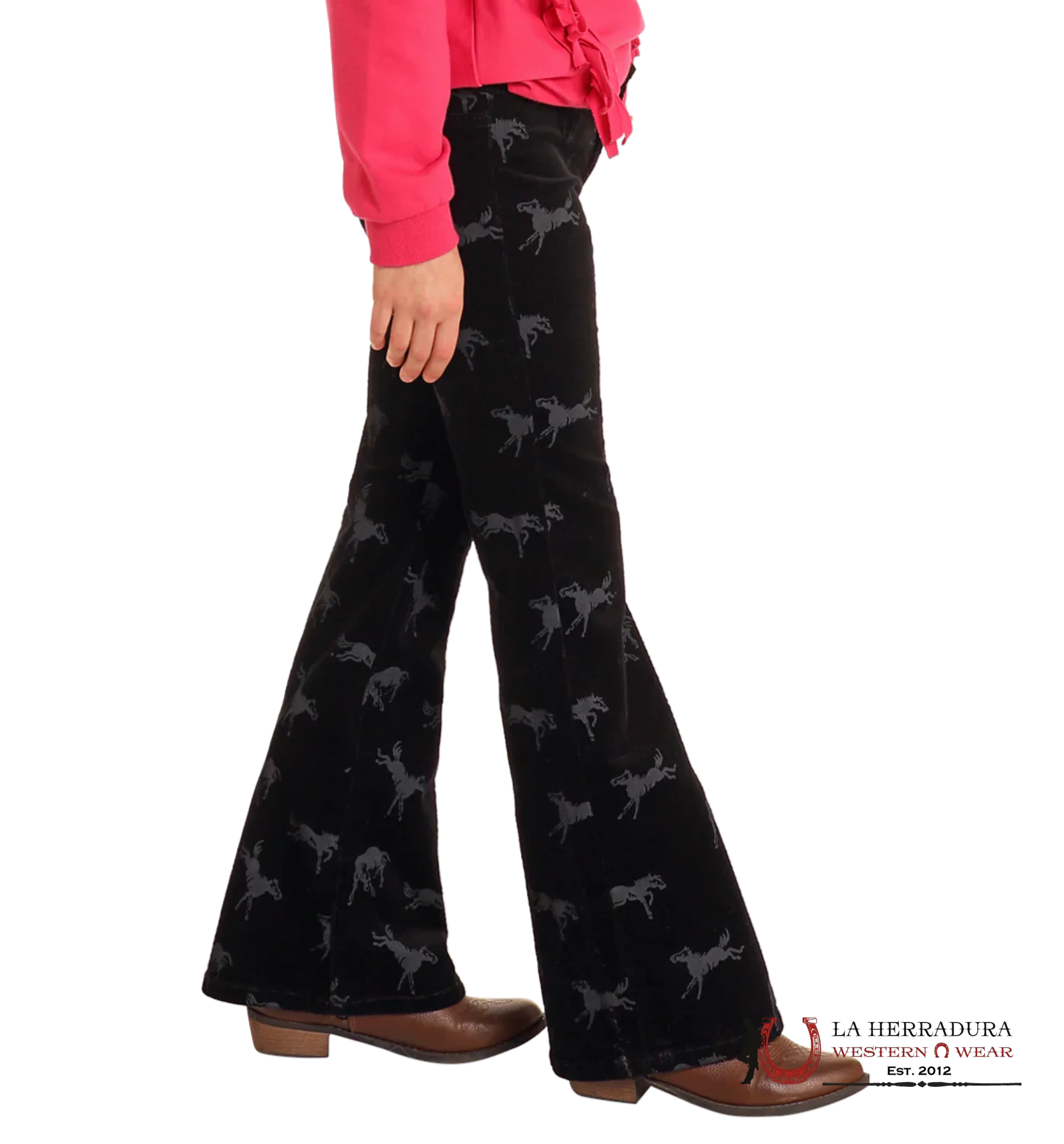 ROCK&ROLL GIRLS BLACK HORSE PRINT CORDUROY FLARE JEANS BG6PD05302 NIÑOS