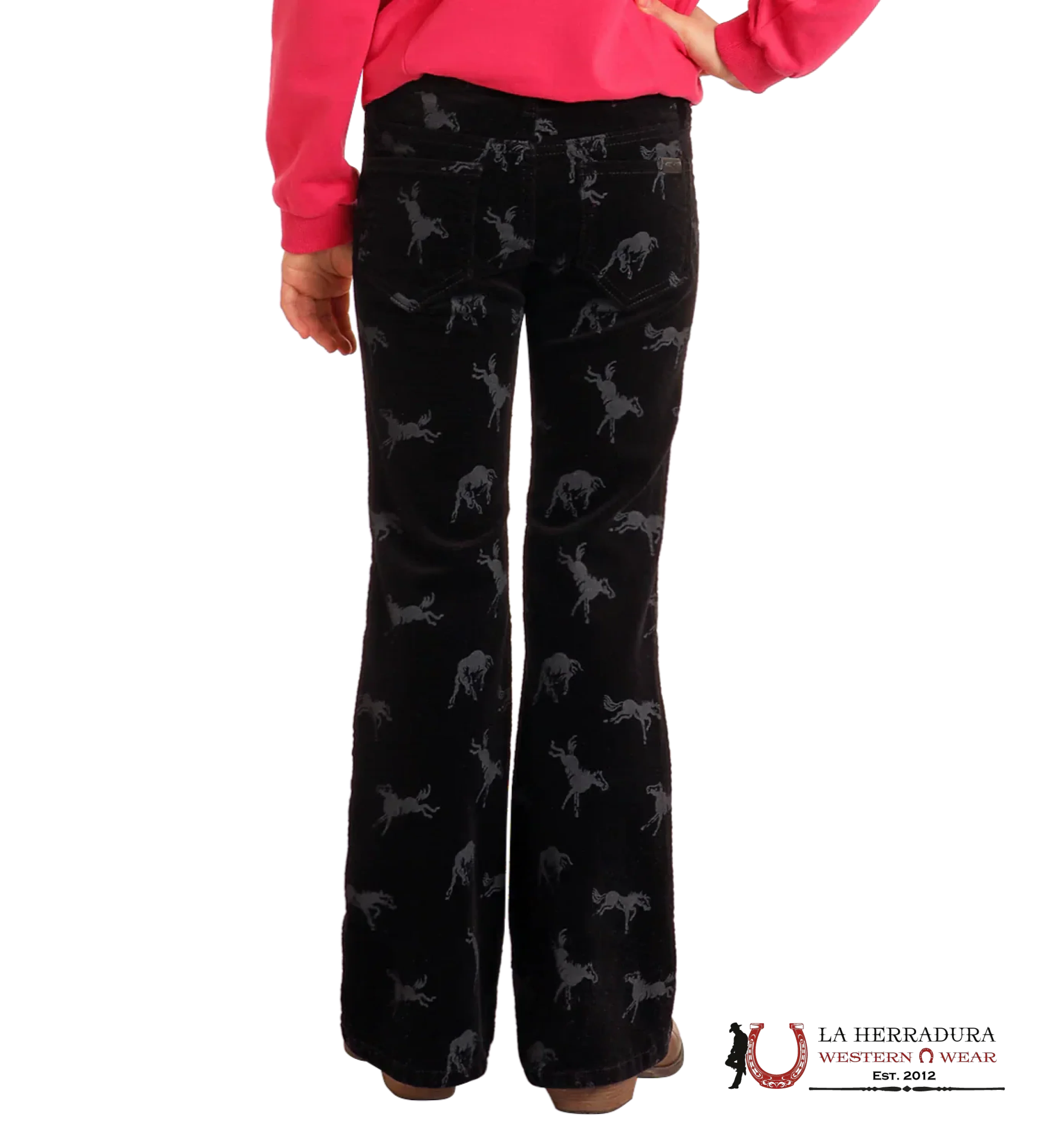 ROCK&ROLL GIRLS BLACK HORSE PRINT CORDUROY FLARE JEANS BG6PD05302 NIÑOS