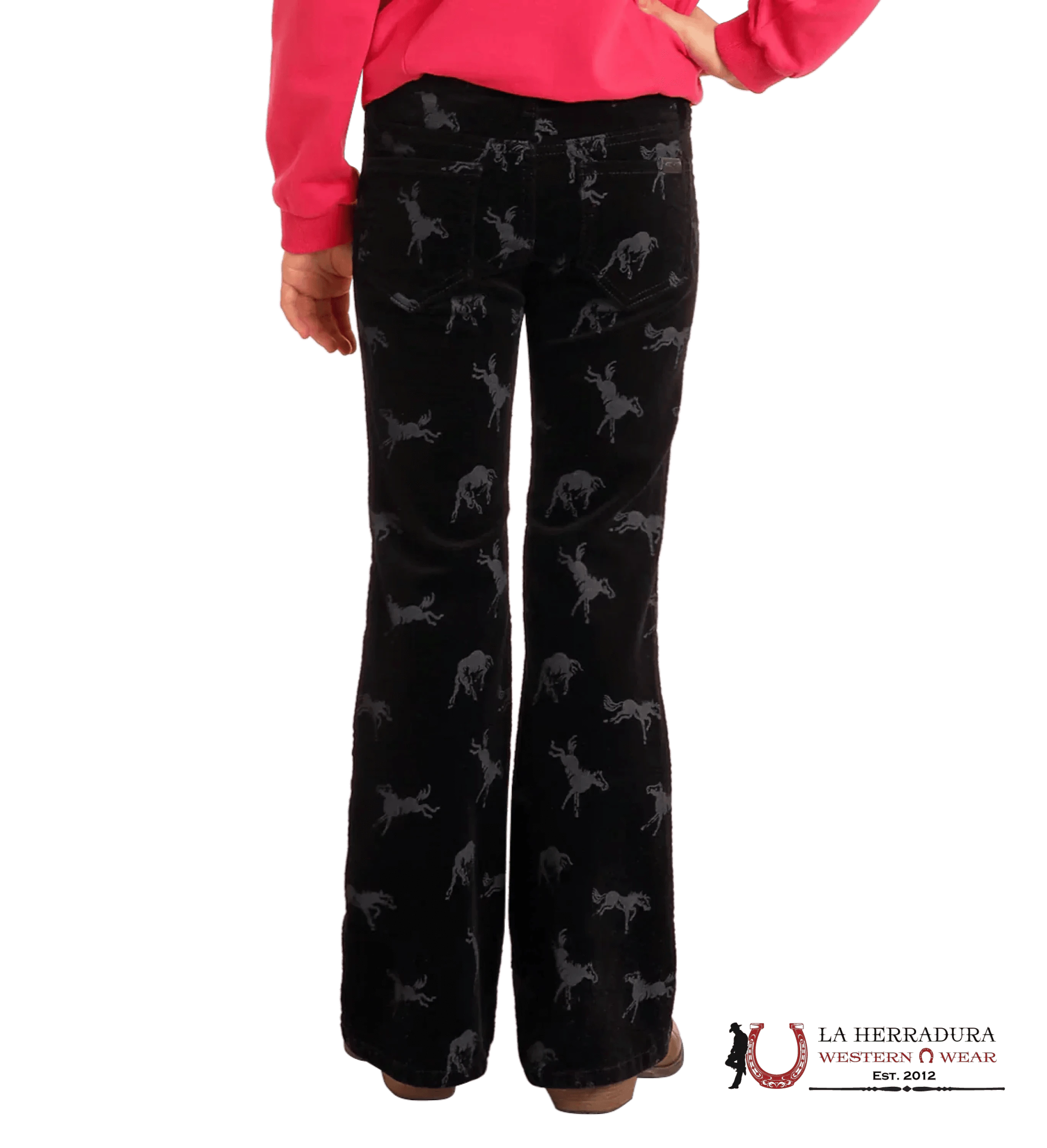 ROCK&ROLL GIRLS BLACK HORSE PRINT CORDUROY FLARE JEANS BG6PD05302 NIÑOS