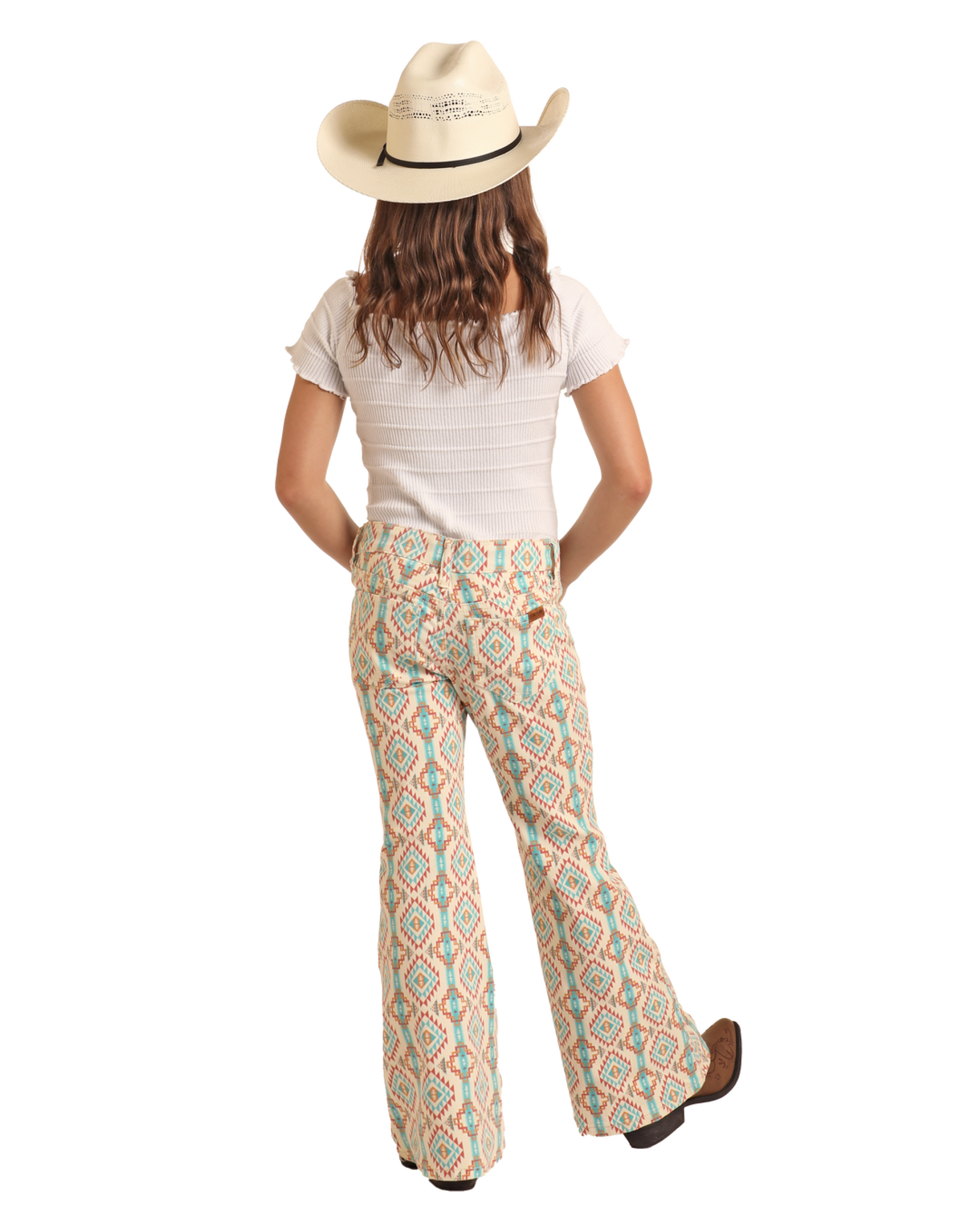 Rock&Roll Girls Denim Natural Aztec Button Flare Niños