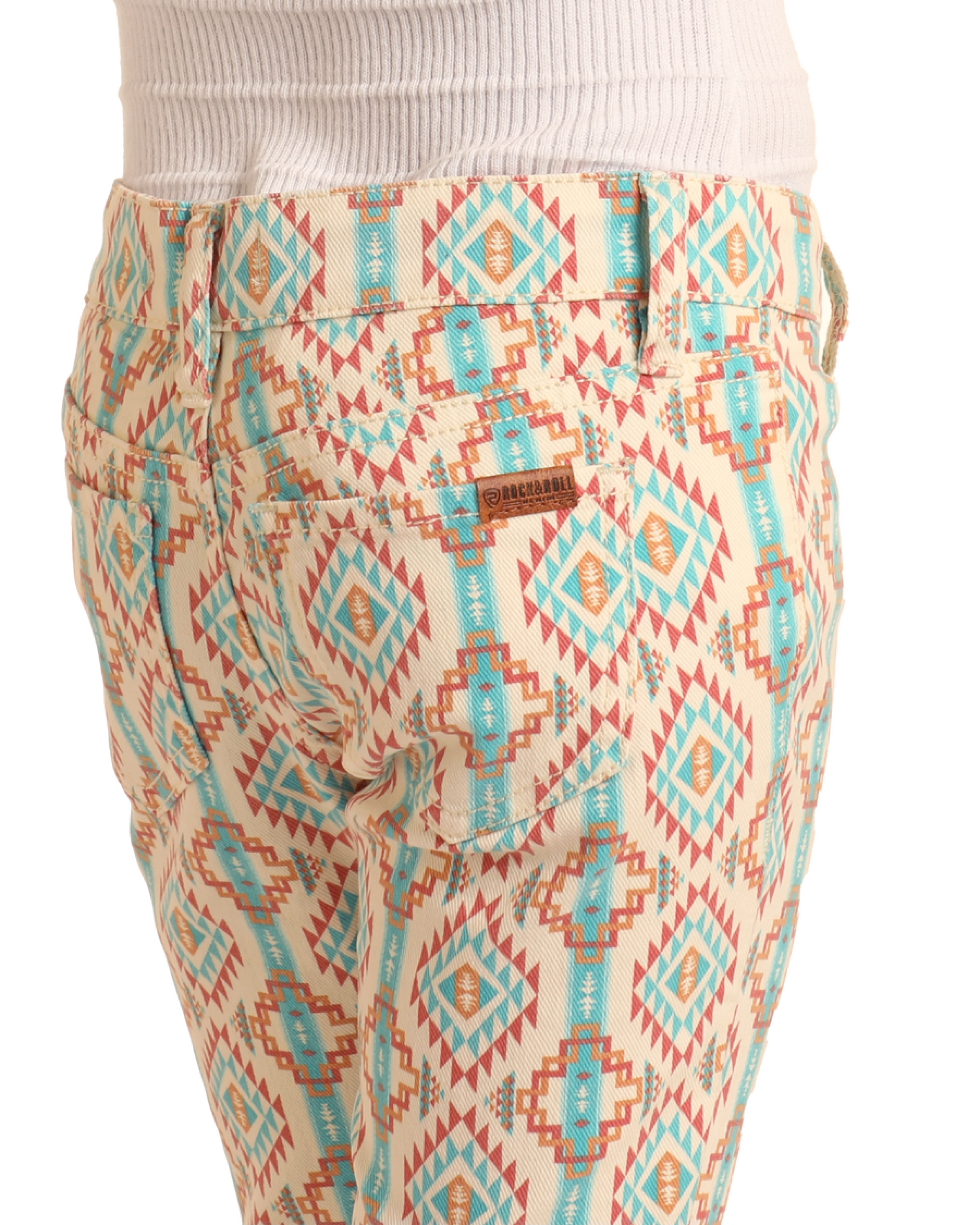 Rock&Roll Girls Denim Natural Aztec Button Flare Niños