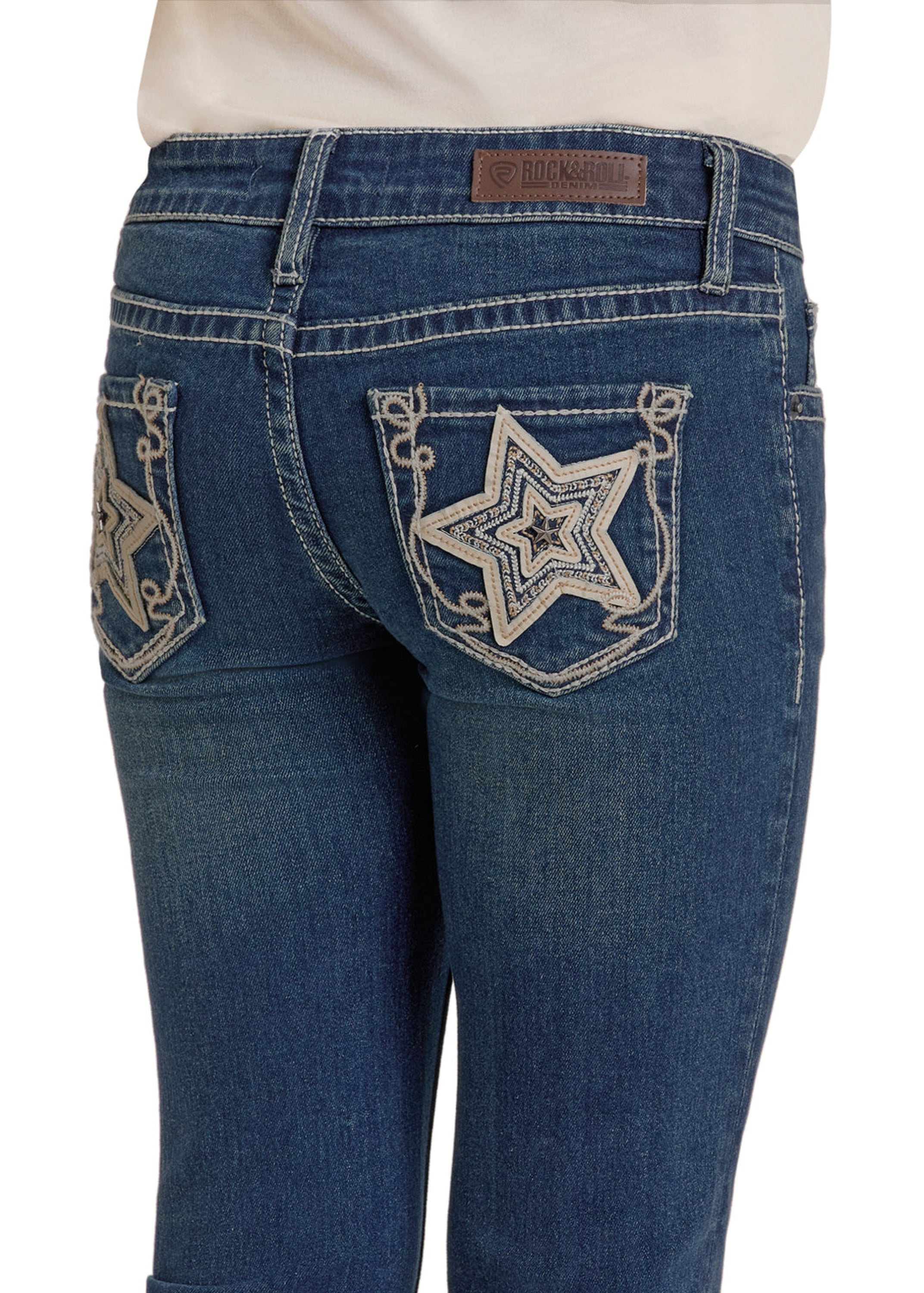 ROCK&ROLL GIRLS JEANS DARK VINTAGE STAR EMB BOOTCUT BG4MD06417 NIÑOS