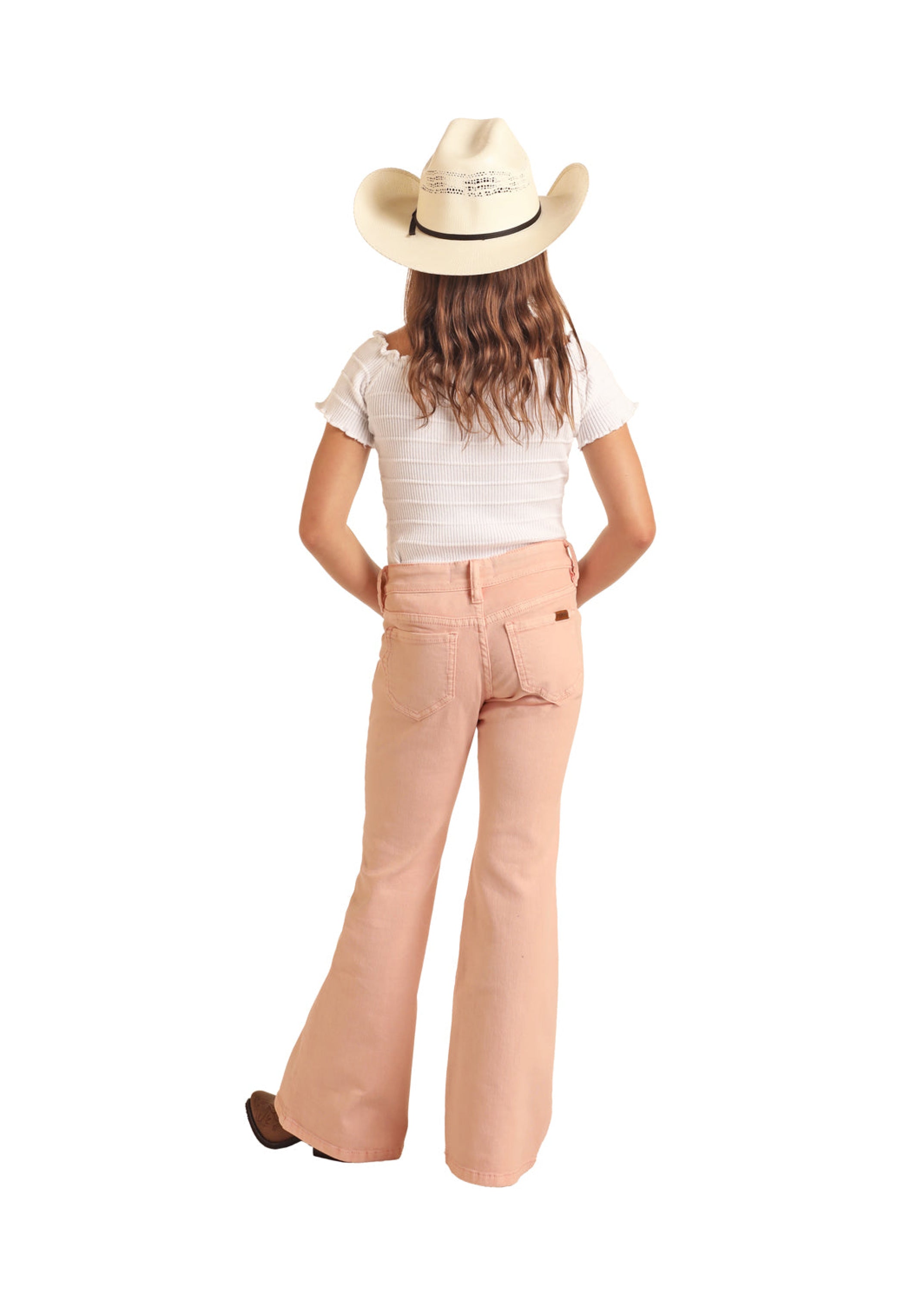 ROCK&ROLL GIRL’S Melon Pink Button Flare Jeans BG6PD03536 NIÑOS