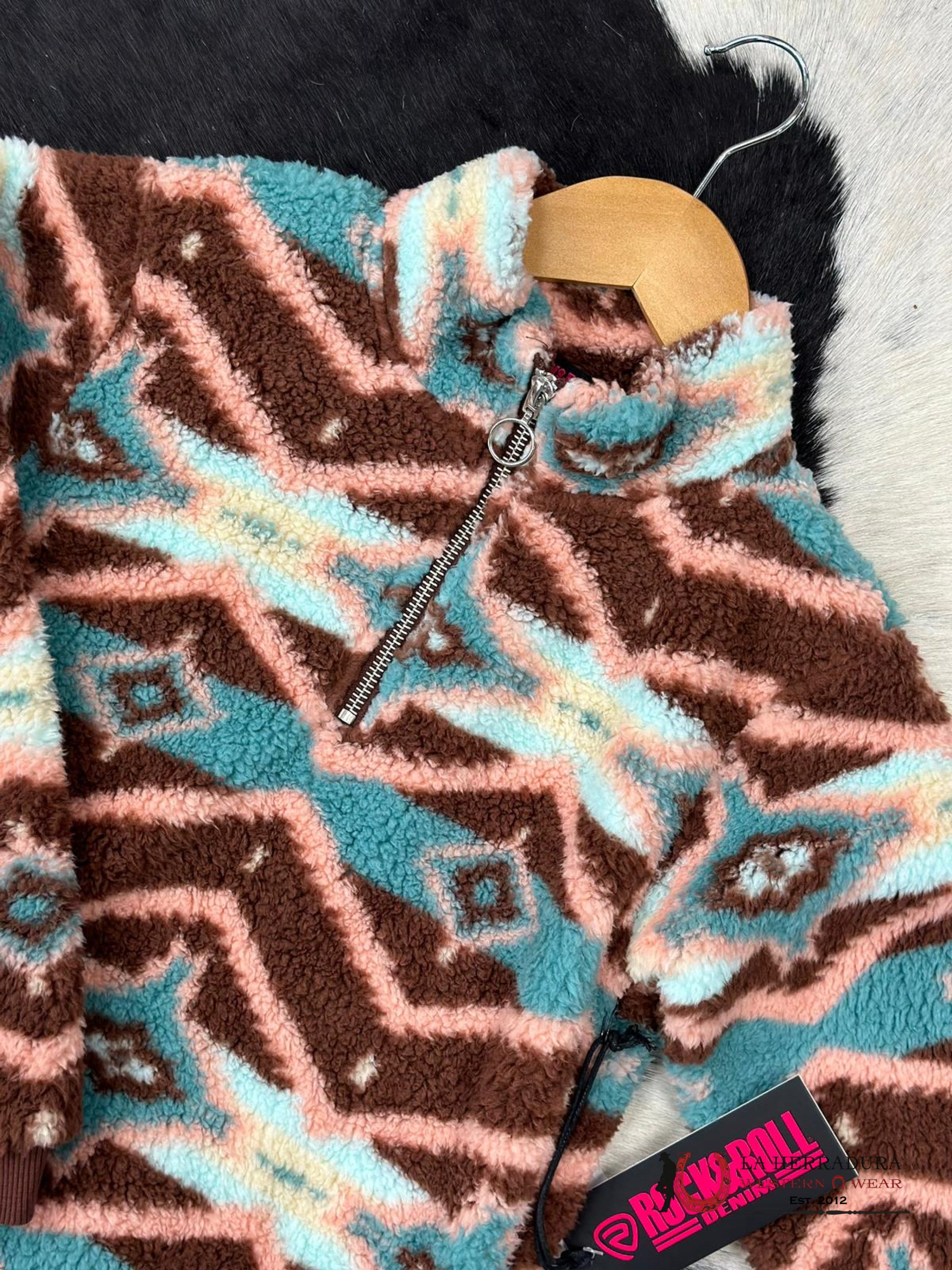 Rock & Roll Girls Pink/Brown Aztec Print Pullover Niños