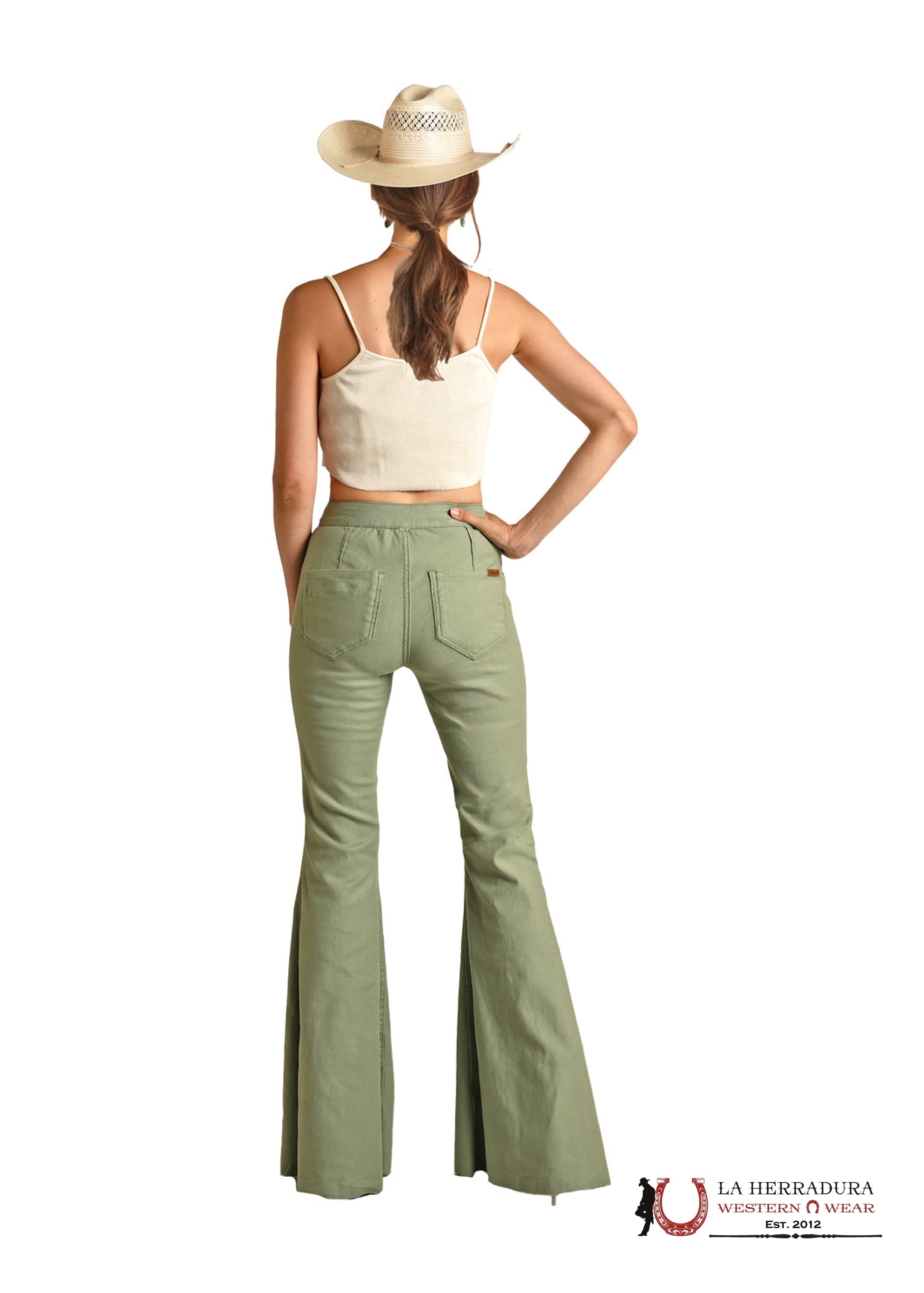 ROCK&ROLL JADE GREEN FLOWER PRINT BELL BOTTOM RRWD7PR0ZZ 2IN1 ROCK&ROLL JEANS WOMEN