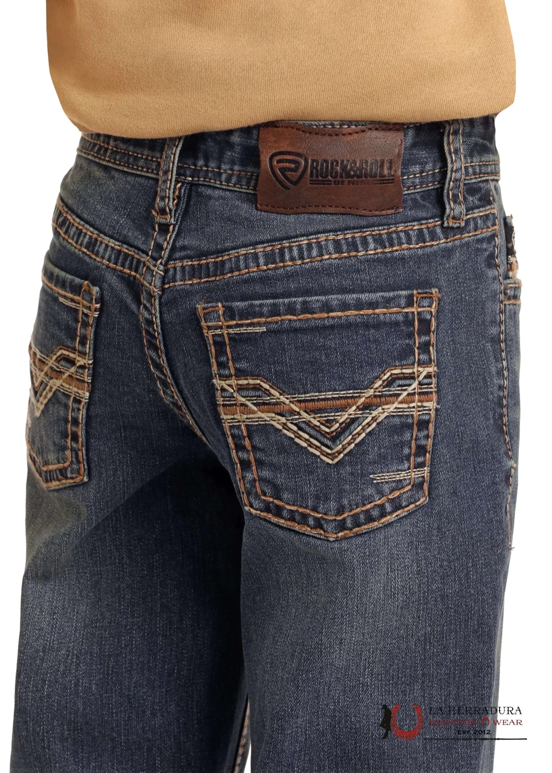 ROCK&ROLL JEANS BOYS BB GUN DARK VINTAGE LADDER STITCH EMB REGULAR FIT/BOOTCUT BB0BD05593 NIÑOS