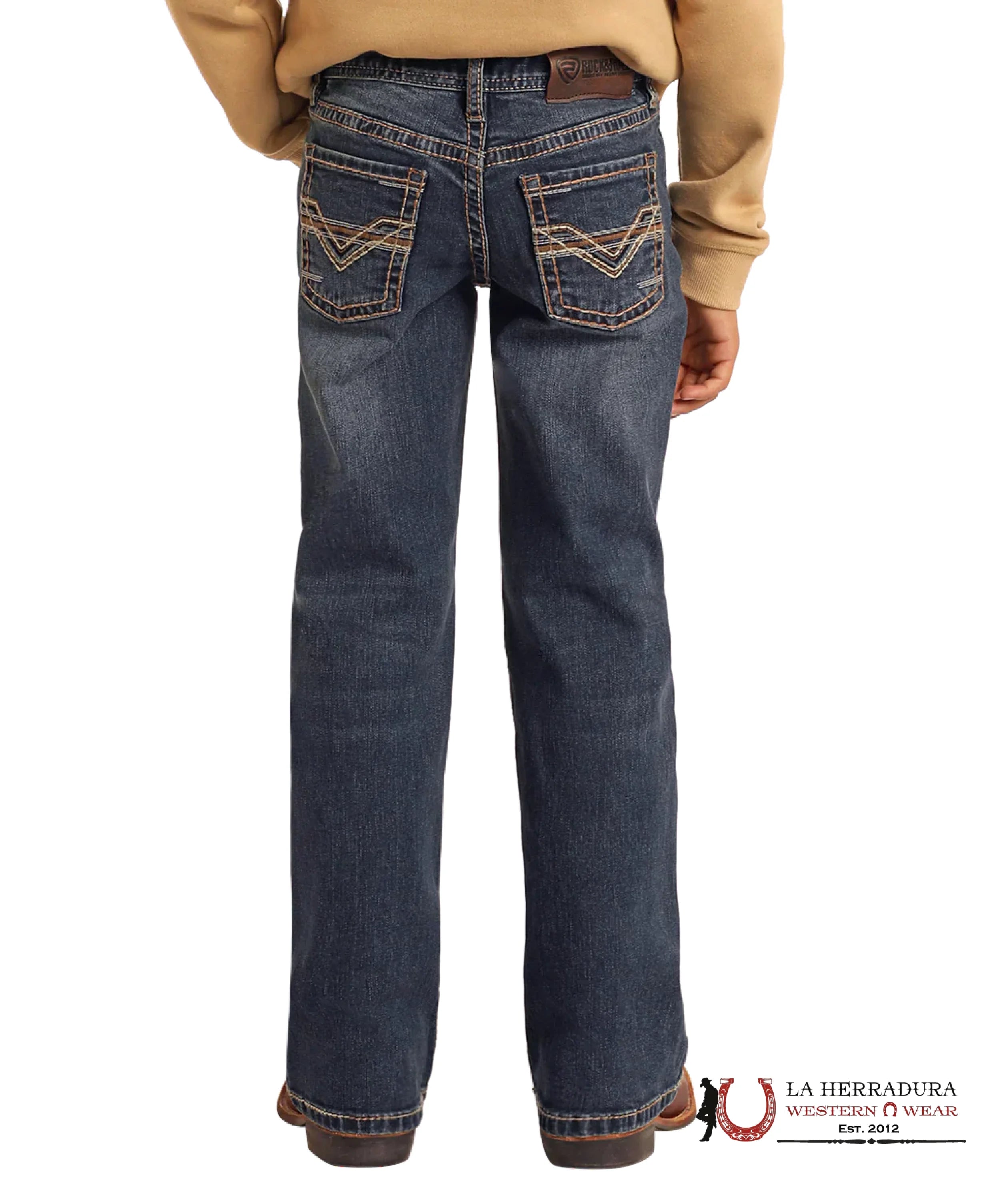 ROCK&ROLL JEANS BOYS BB GUN DARK VINTAGE LADDER STITCH EMB REGULAR FIT/BOOTCUT BB0BD05593 NIÑOS
