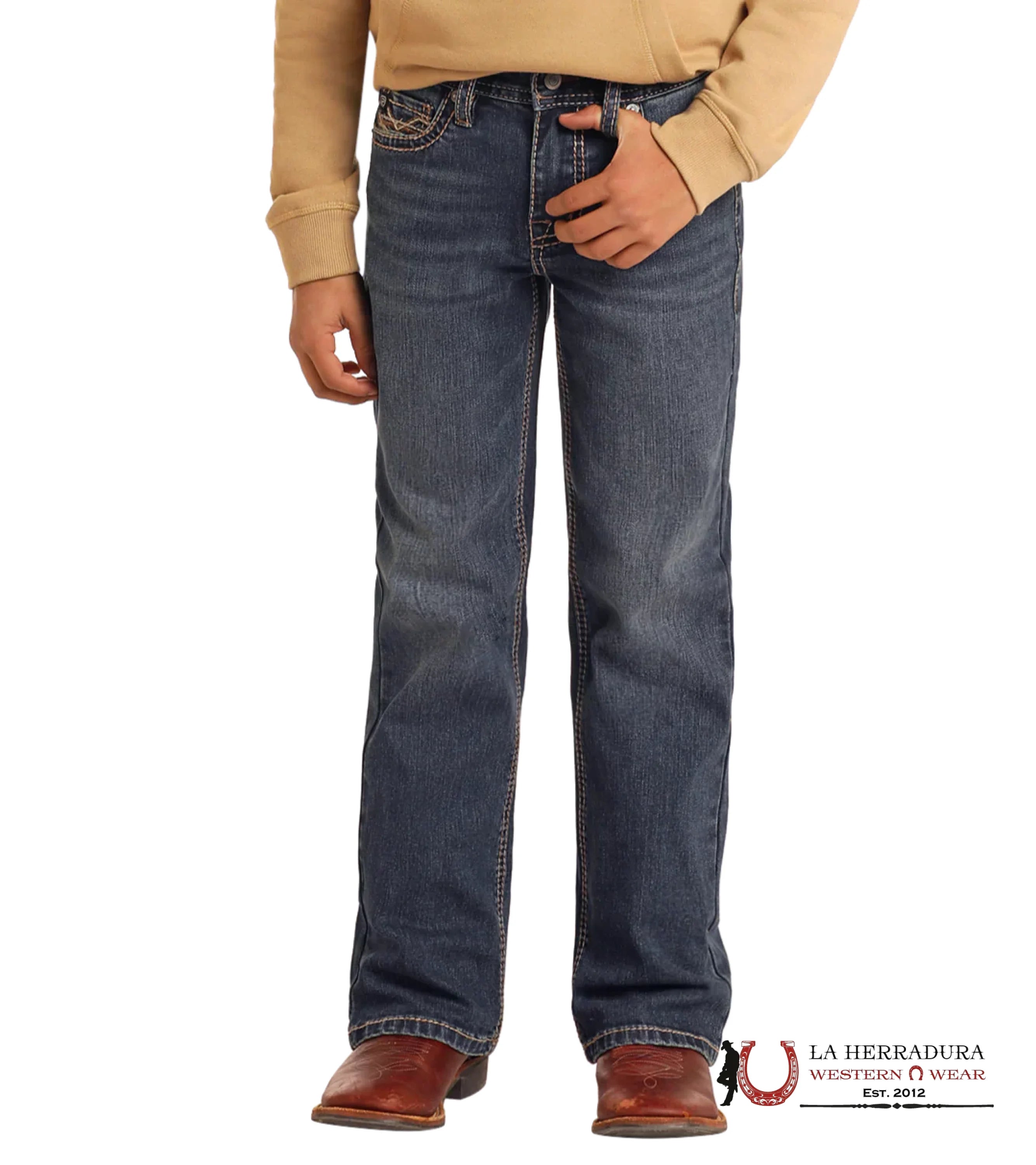 ROCK&ROLL JEANS BOYS BB GUN DARK VINTAGE LADDER STITCH EMB REGULAR FIT/BOOTCUT BB0BD05593 NIÑOS