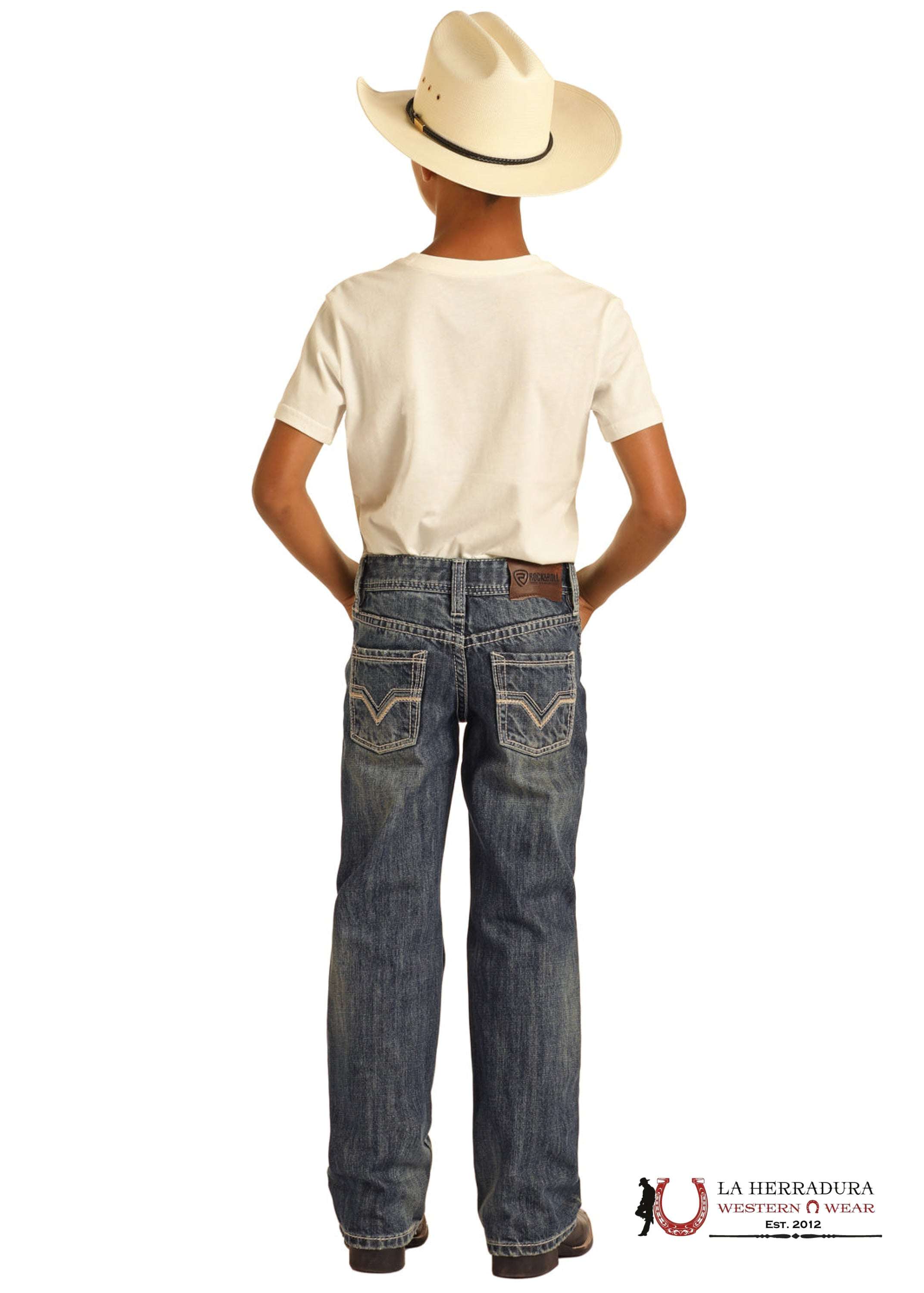 ROCK&ROLL JEANS BOYS BB GUN MEDIUM VINTAGE LADDER STITCH EMB REGULAR FIT/BOOTCUT BB0BD04374 NIÑOS