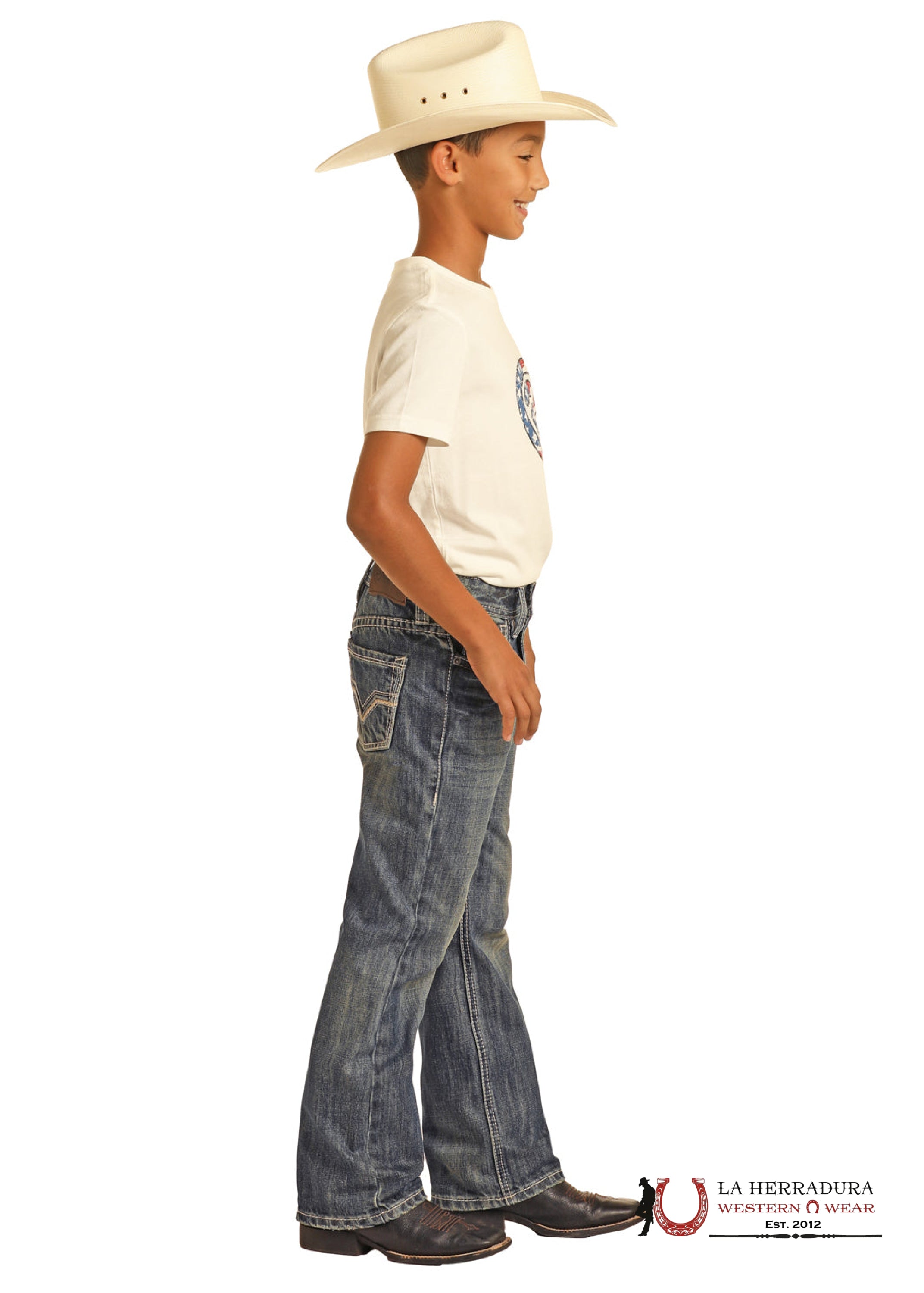 ROCK&ROLL JEANS BOYS BB GUN MEDIUM VINTAGE LADDER STITCH EMB REGULAR FIT/BOOTCUT BB0BD04374 NIÑOS