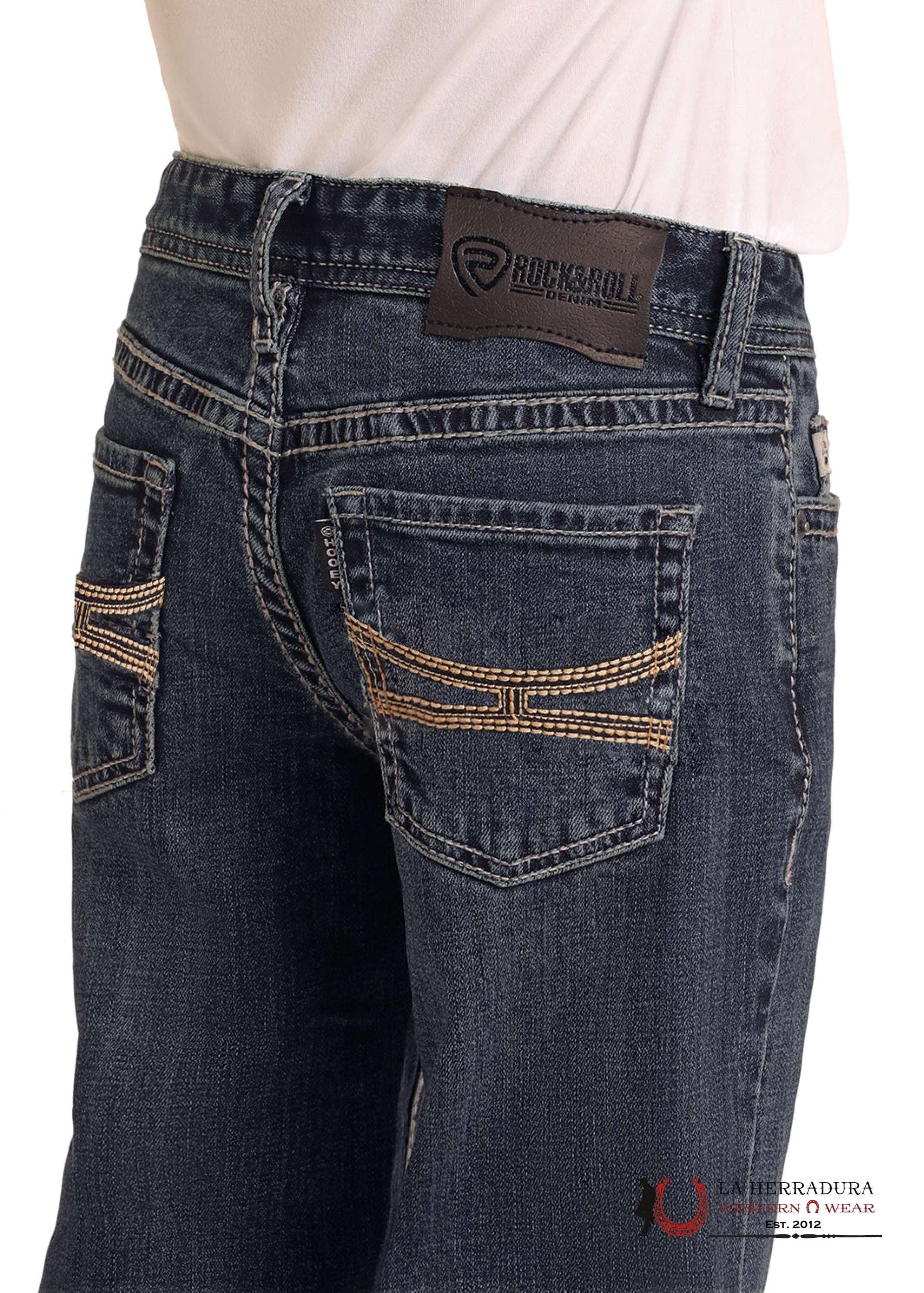 ROCK&ROLL JEANS BOYS DARK VINTAGE HY TWO TONE EMB REGULAR FIT/BOOTCUT HB0BD06226 NIÑOS