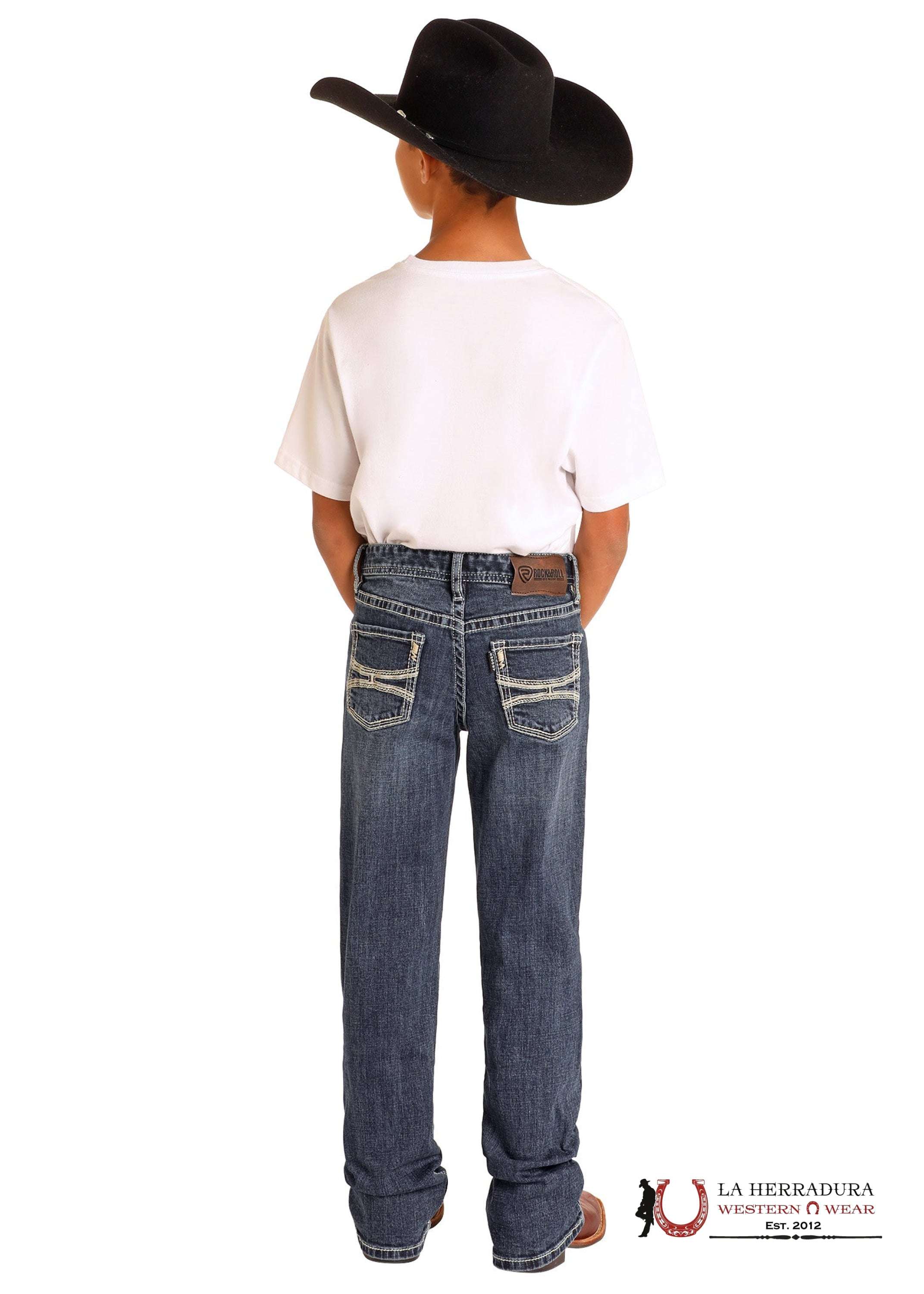 ROCK&ROLL JEANS BOYS MEDIUM WASH HY ROPE STITCH EMB REGULAR FIT/BOOTCUT HB0BD05036 NIÑOS